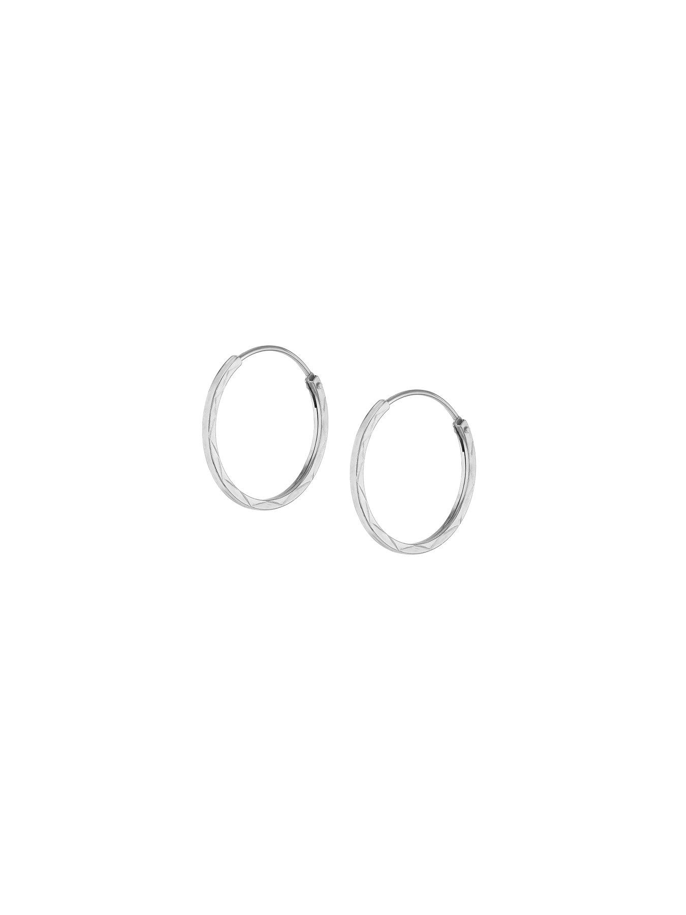 Image 2 of 4 of The Love Collection Sterling Silver Diamond Cut Earrings