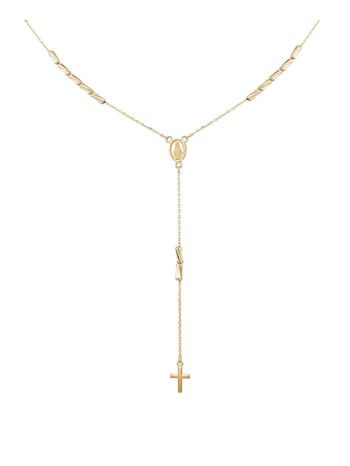 The Love Collection 9ct Yellow Gold Rosary Necklet 43cm/17'-46cm/18'
