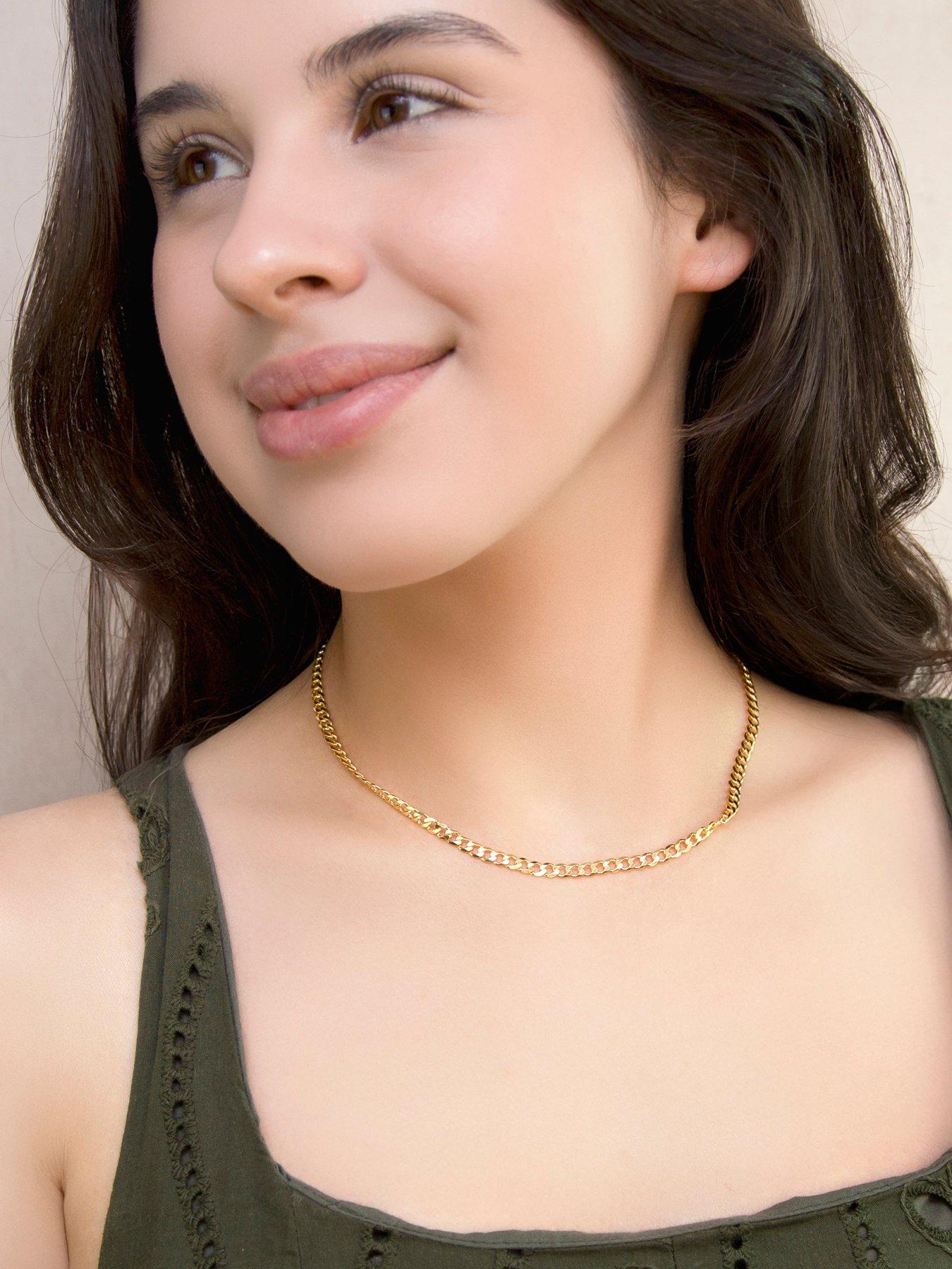 The Love Collection Sterling Silver Gold Plated 90 Flat Curb Chain 41cm/16'