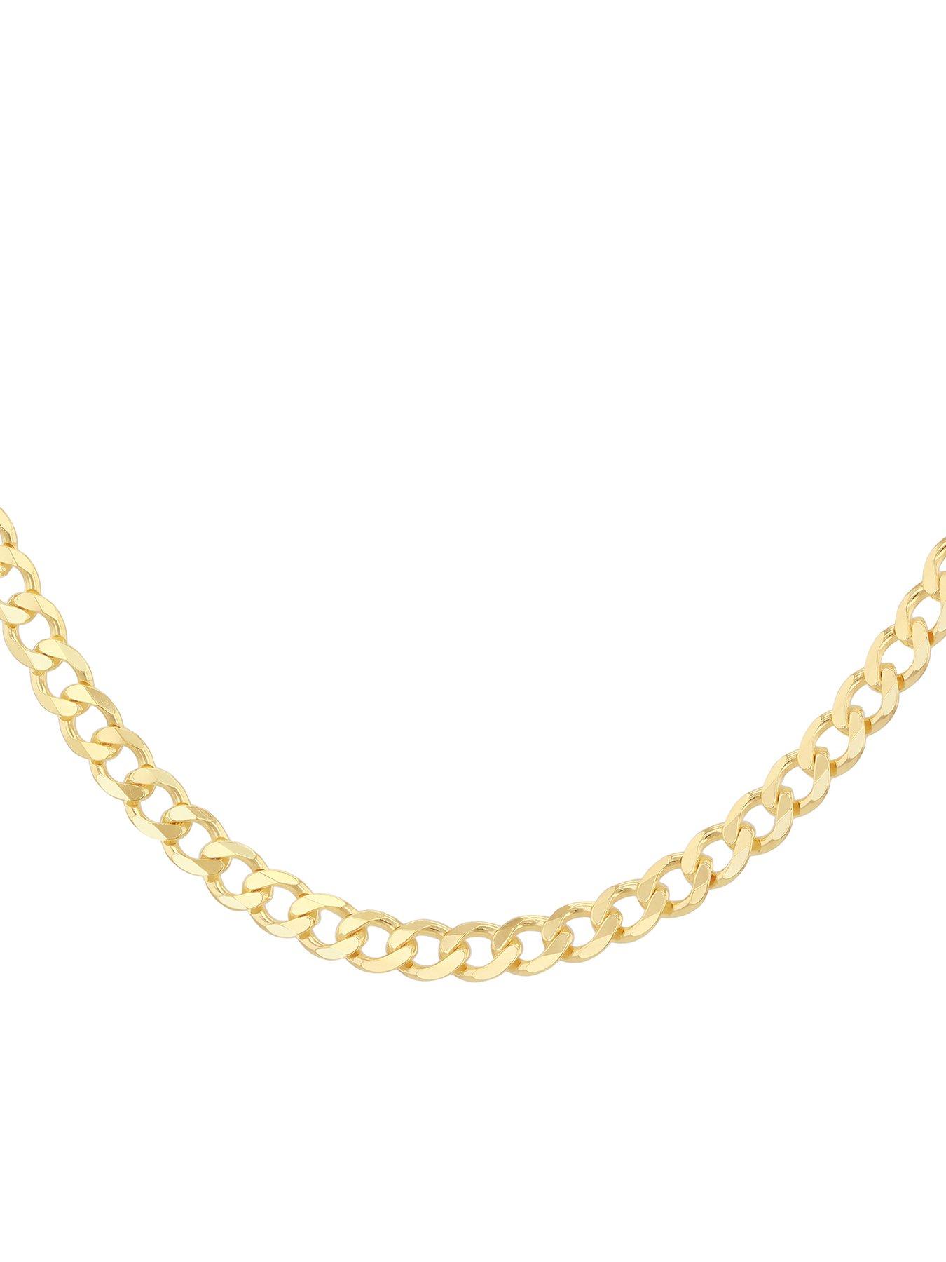 The Love Collection Sterling Silver Gold Plated 90 Flat Curb Chain 41cm/16'