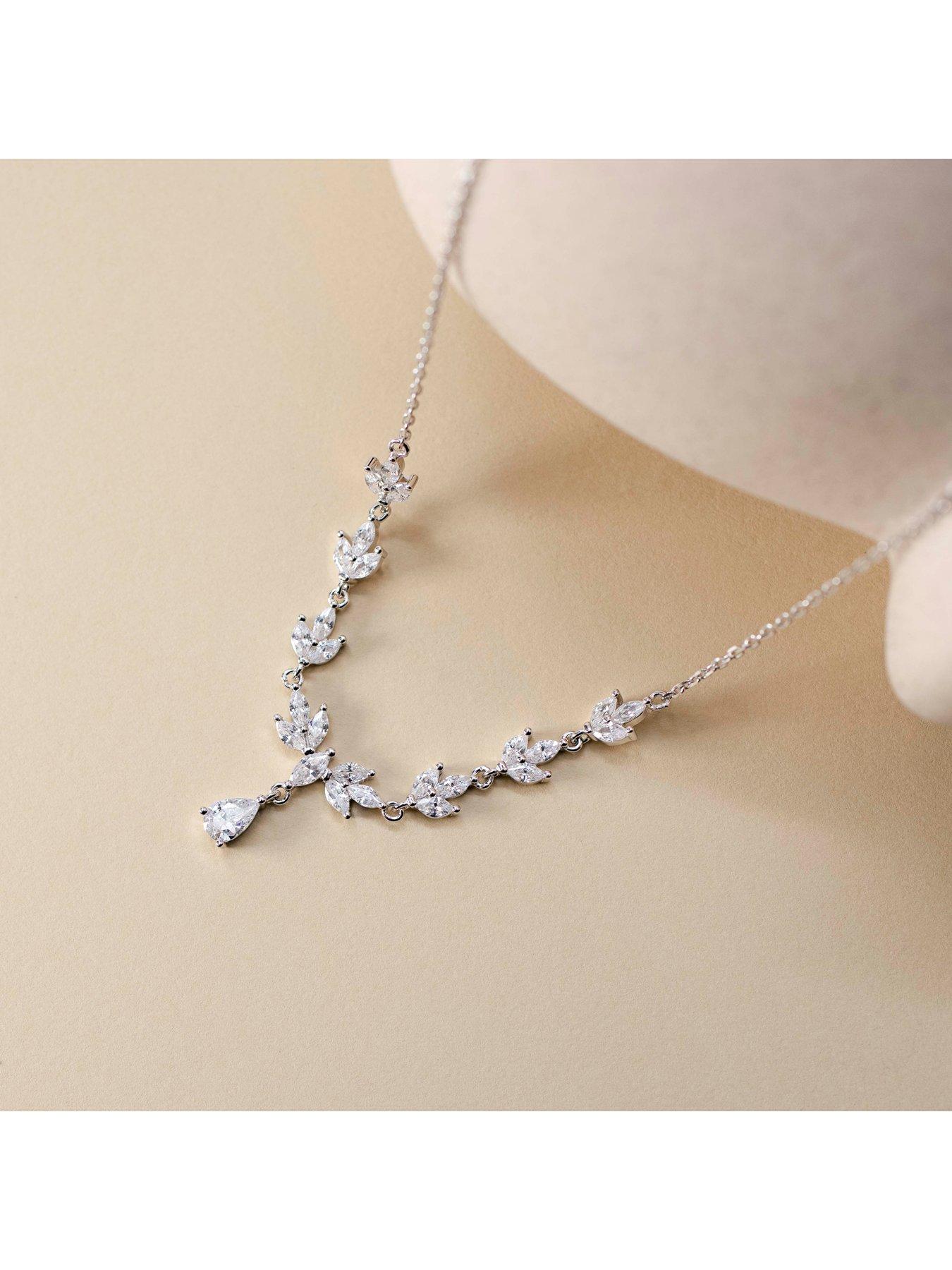 Image 5 of 6 of The Love Collection Sterling Silver Teardrop Cubic Zirconia Necklet