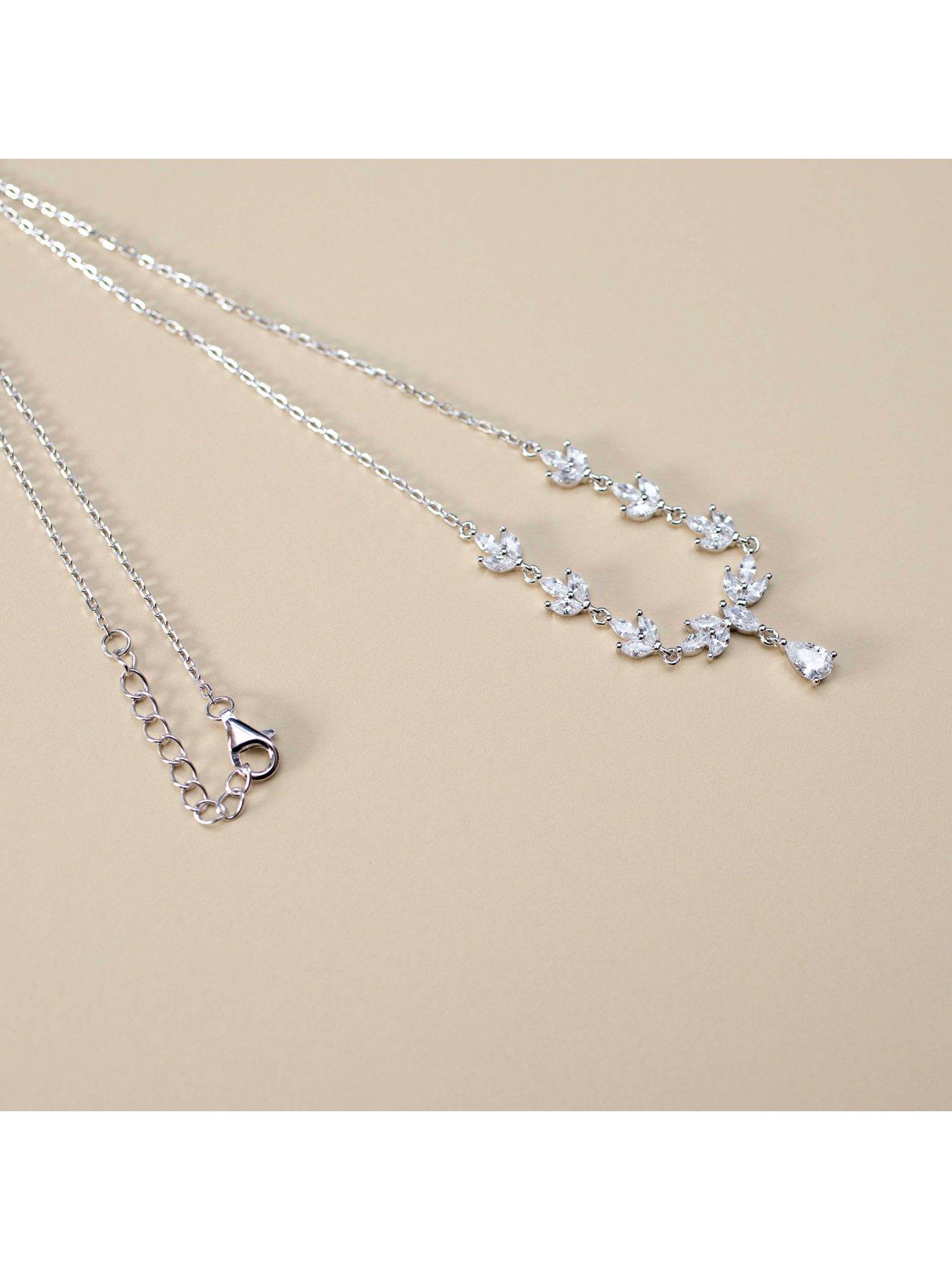 Image 6 of 6 of The Love Collection Sterling Silver Teardrop Cubic Zirconia Necklet