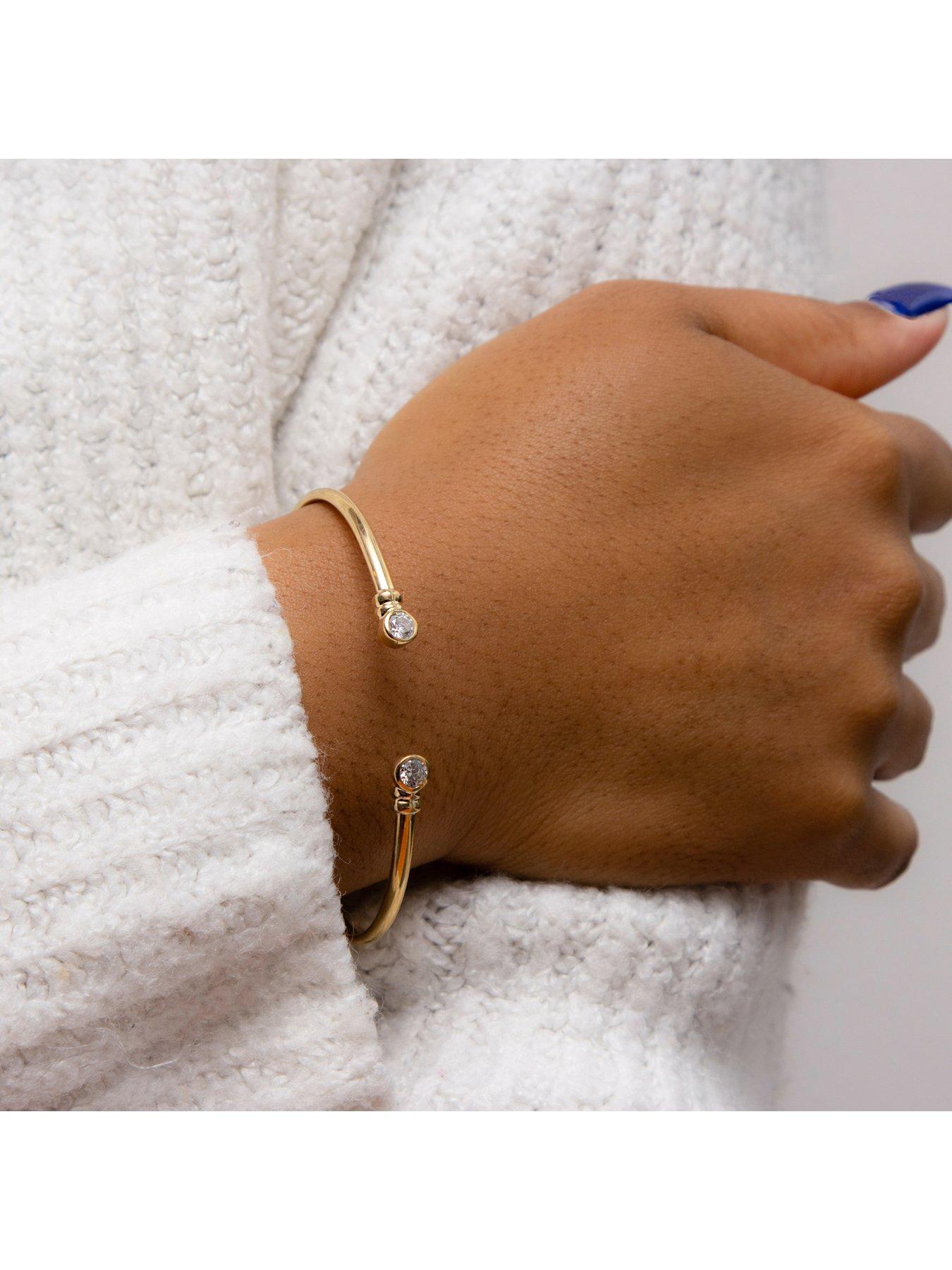 Image 4 of 4 of The Love Collection 9ct Yellow Gold  Cubic Zirconia Bangle