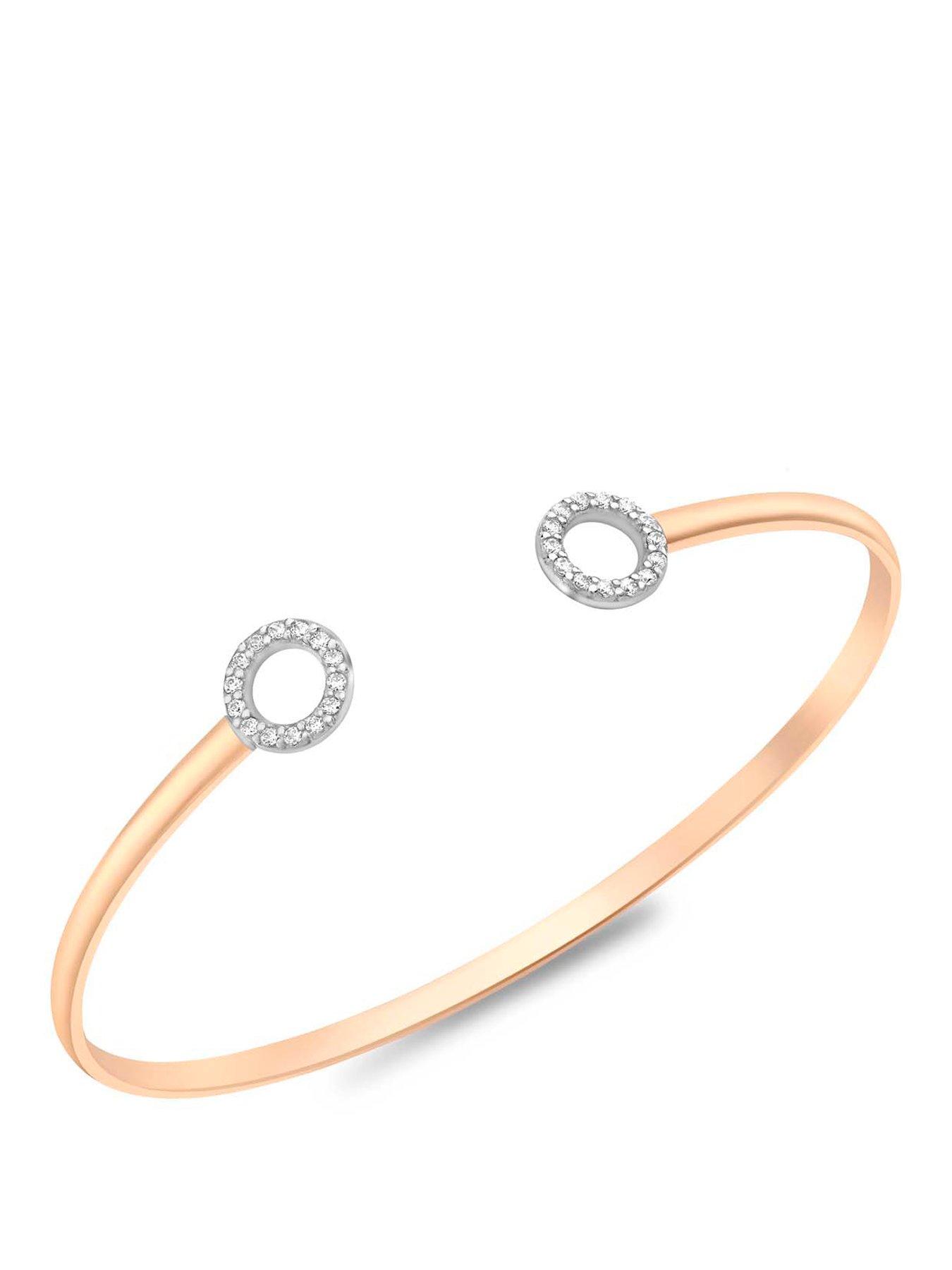 The Love Collection 9ct Rose Gold White CZ Torque Bangle