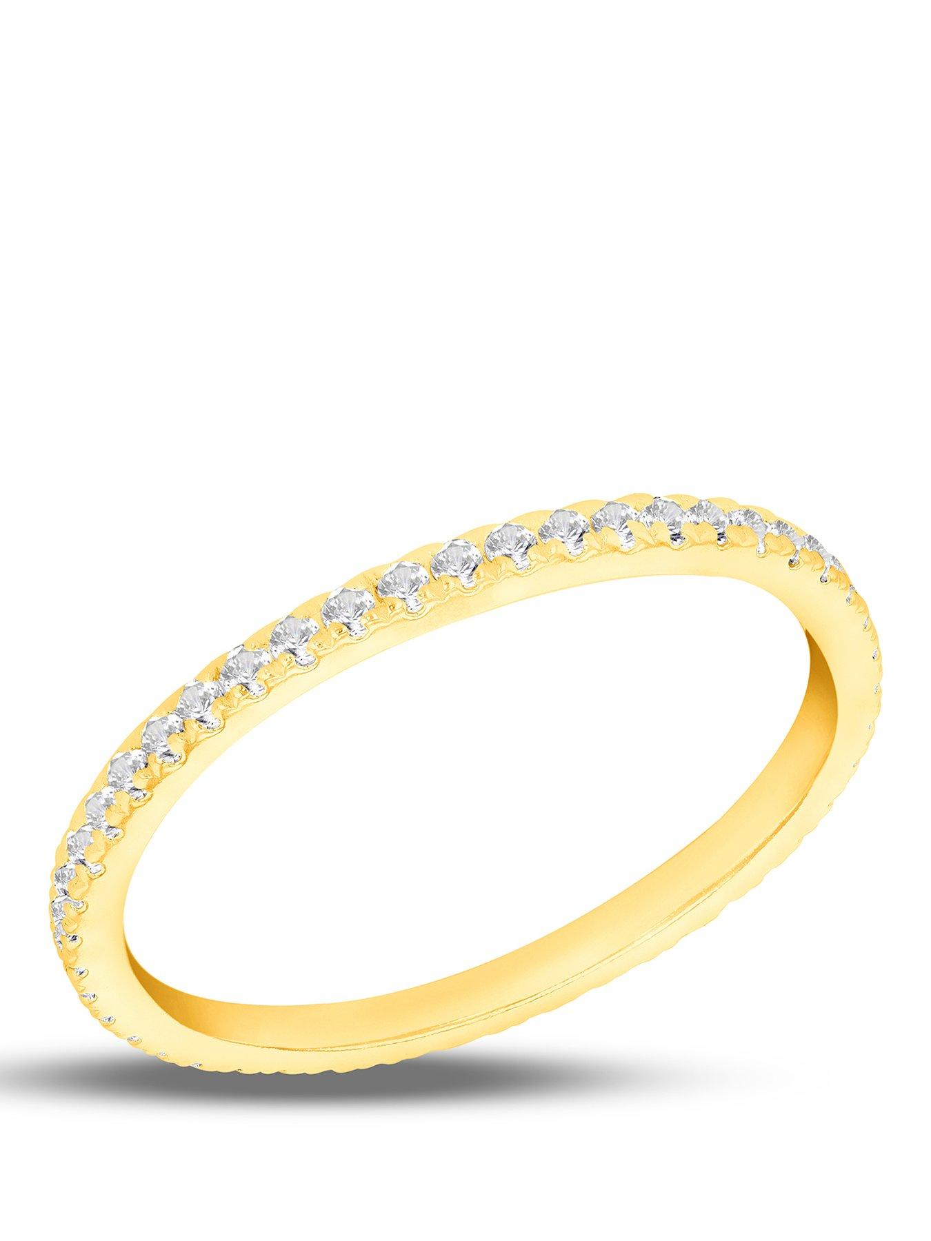 The Love Silver Collection Sterling Silver Yellow Gold Plated  40 x  1.5mm White CZ Eternity Ring