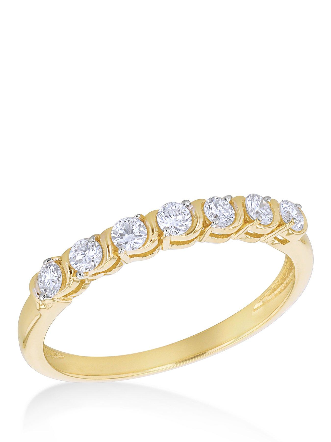 The Love Collection Sterling Silver Gold Plated 0.31ct Lab Created Diamond 7-Stone Ring