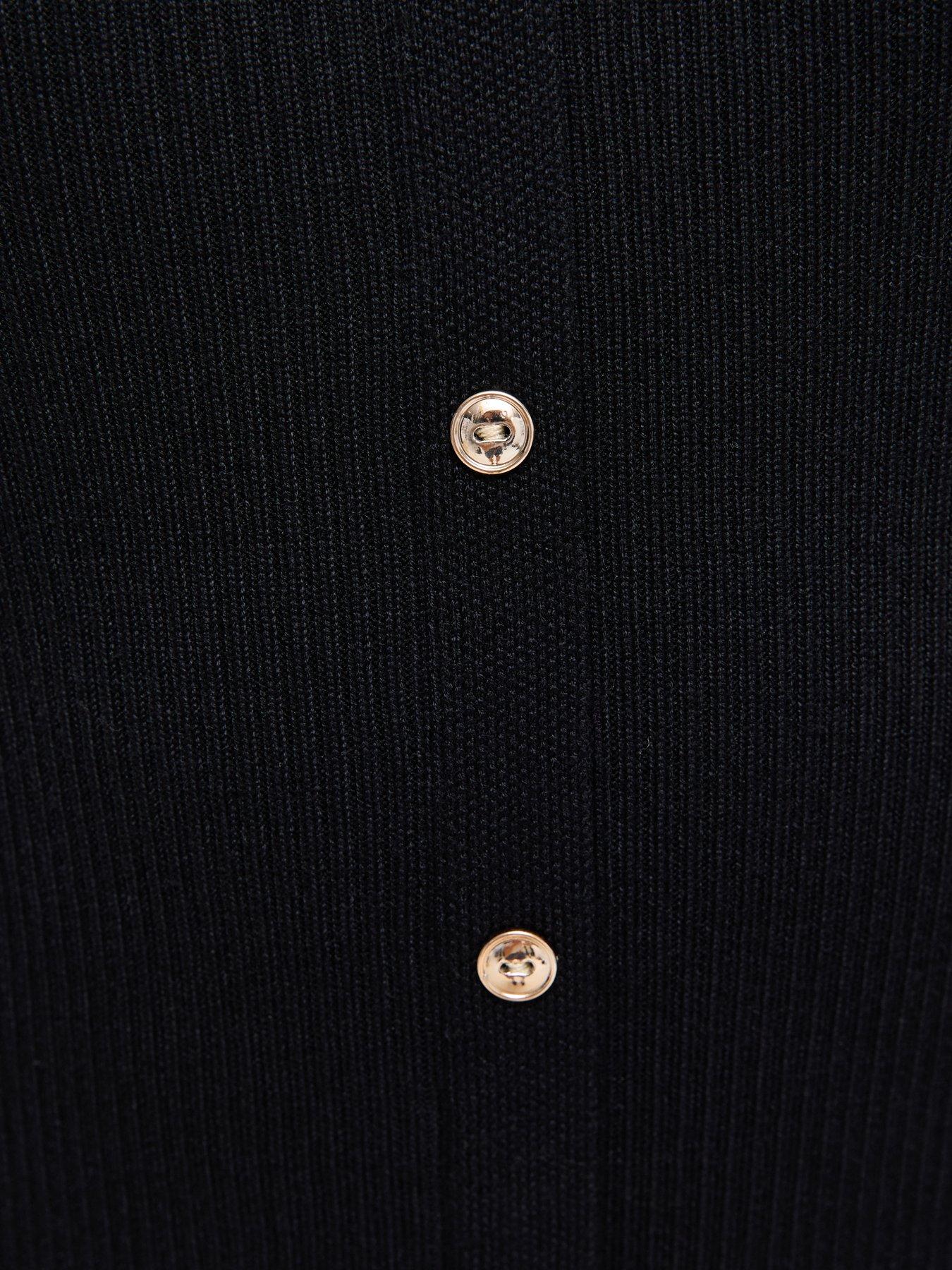 Image 5 of 5 of New Look Womens Button-Front Ribbed Lightweight Knit Mini Dress - Black