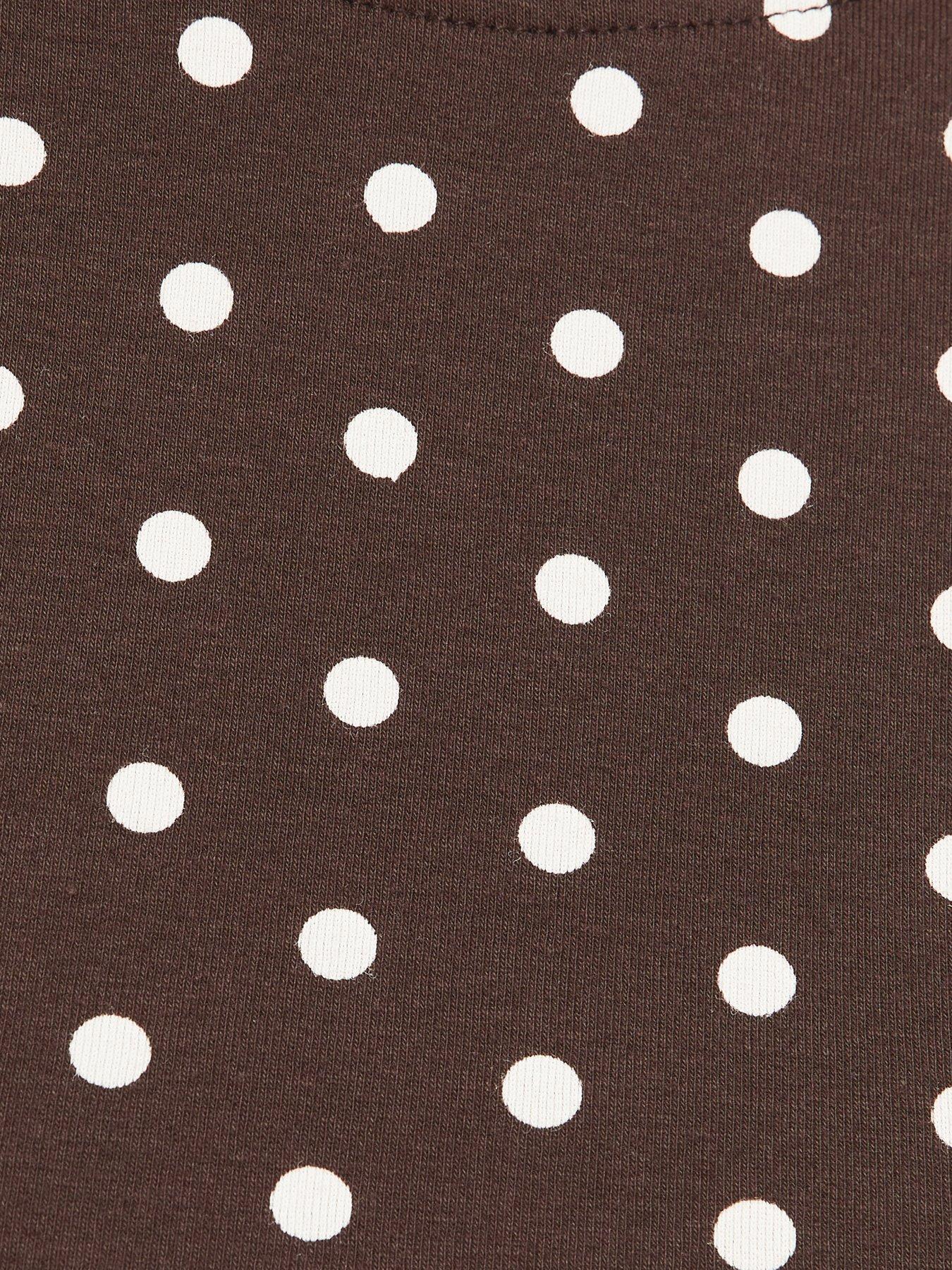 Image 6 of 6 of New Look Brown Cotton Rich Polka Dot Long Sleeve Co-ord Baby Tee
