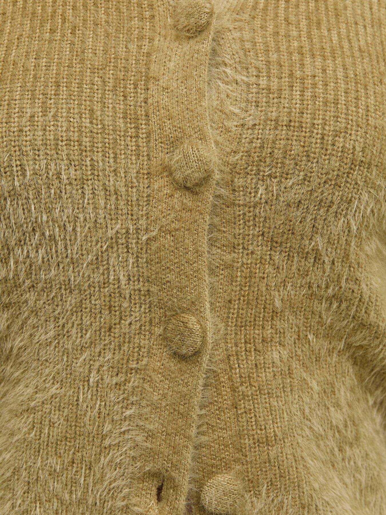 Image 5 of 5 of New Look Covered Button Crew Neck Cardigan - Green