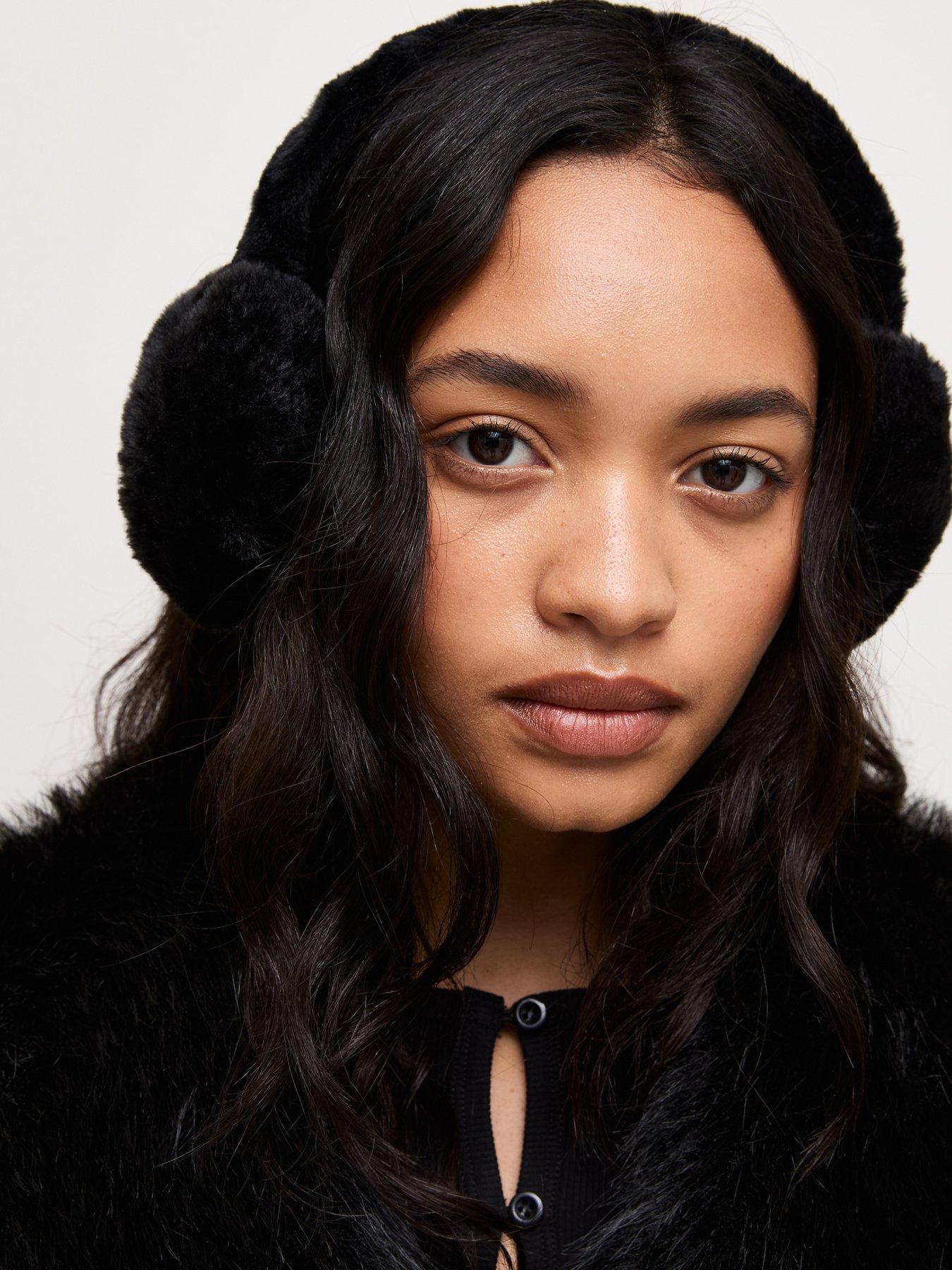 Image 2 of 3 of New Look Womens Faux Fur Padded Ear Cups Earmuffs - Black