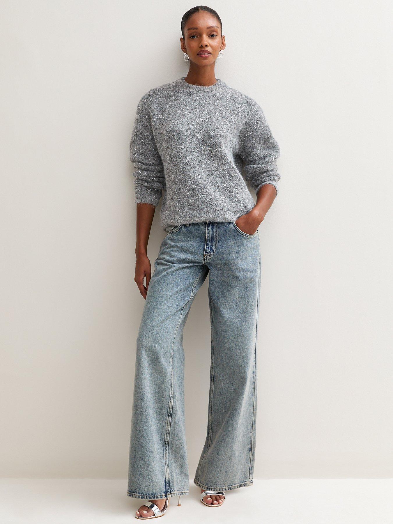 Image 3 of 5 of New Look Womens Vivi Sequin Soft Knit Jumper - Grey