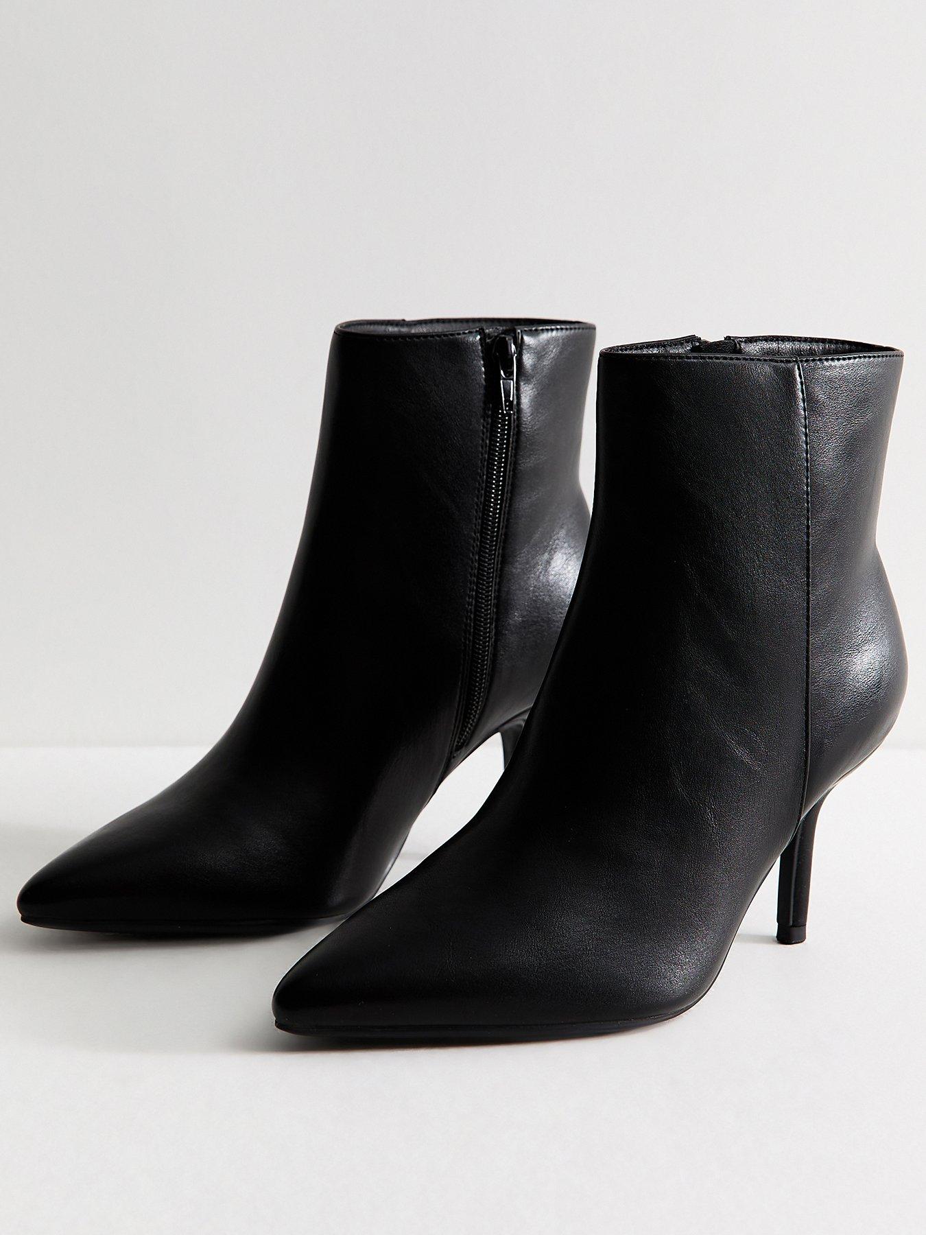 Image 2 of 6 of New Look Womens Wide Fit Pointed Toe Stiletto Ankle Boots - Black