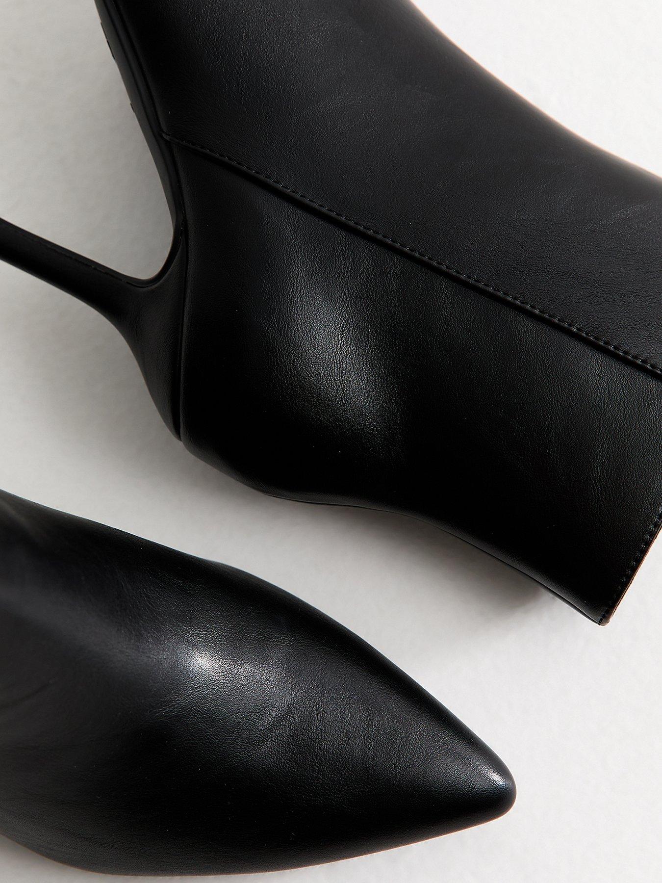 Image 4 of 6 of New Look Womens Wide Fit Pointed Toe Stiletto Ankle Boots - Black