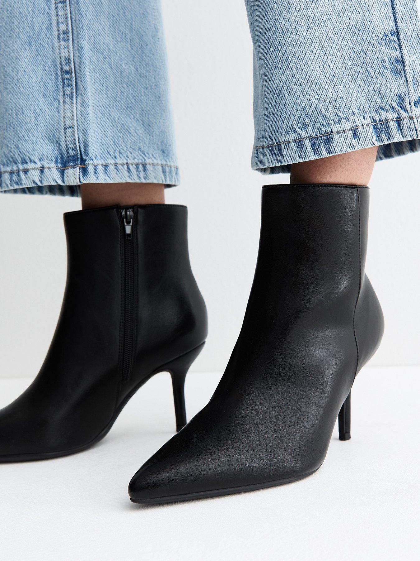 Image 5 of 6 of New Look Womens Wide Fit Pointed Toe Stiletto Ankle Boots - Black