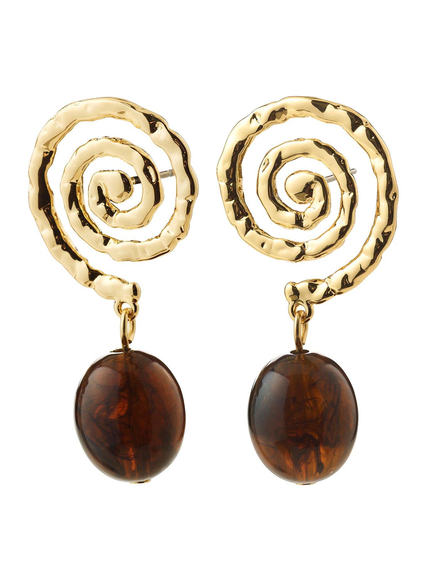 Image 1 of 3 of Pilgrim Still - earrings gold-plated/brown