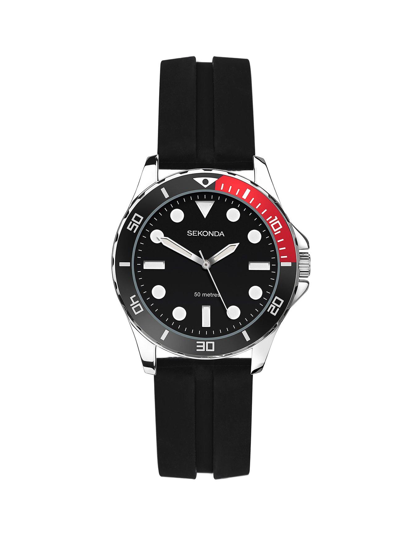 Sekonda Womens Balearic Black Silicone Strap with Black Dial Analogue Watch