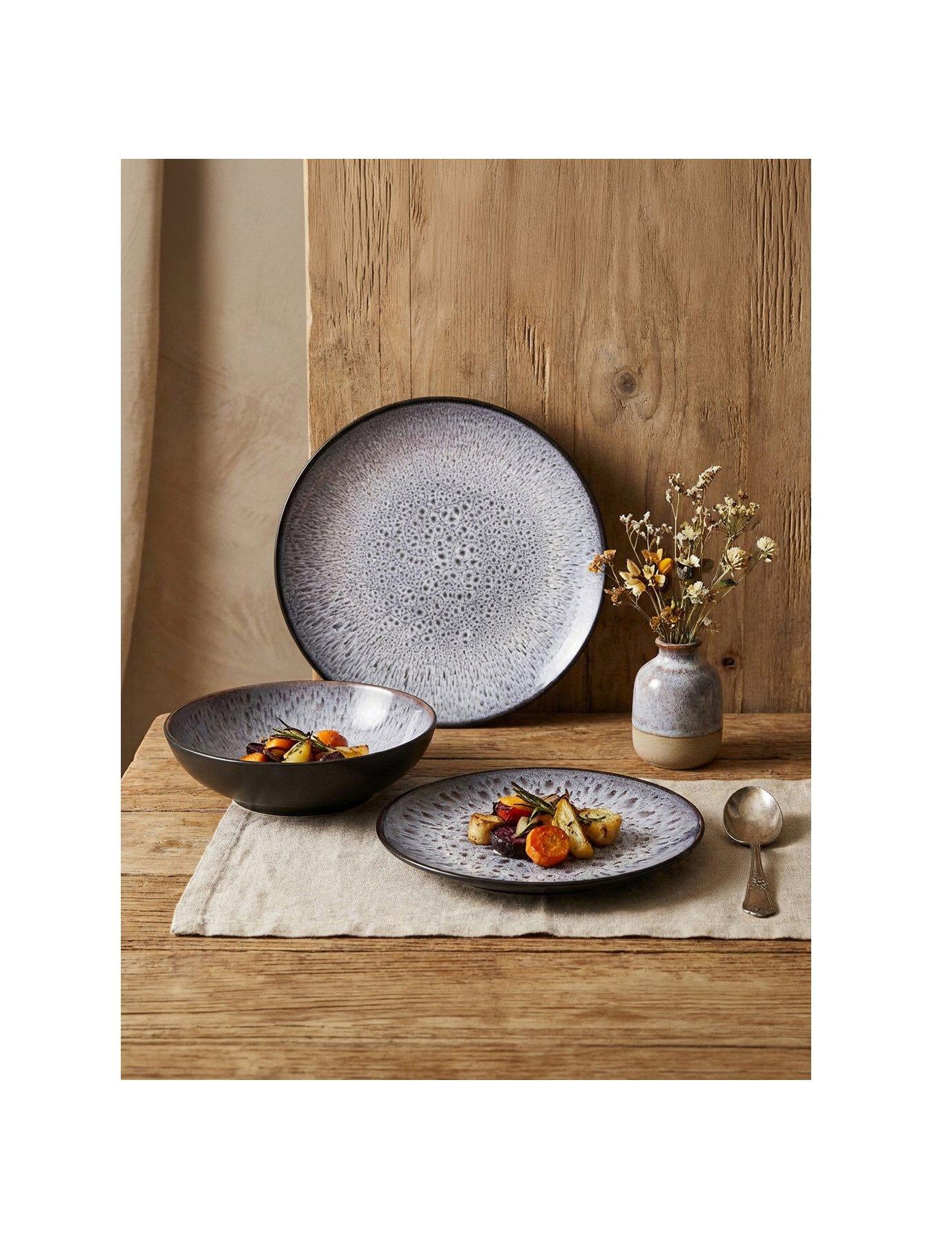 WATERSIDE 12pc Blue Purple Reactive Glaze Dinner Set