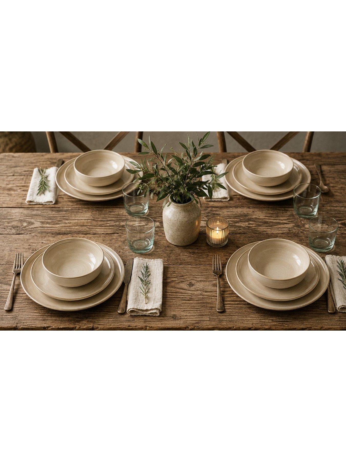 WATERSIDE 12pc Reactive Lipped Dinner Set