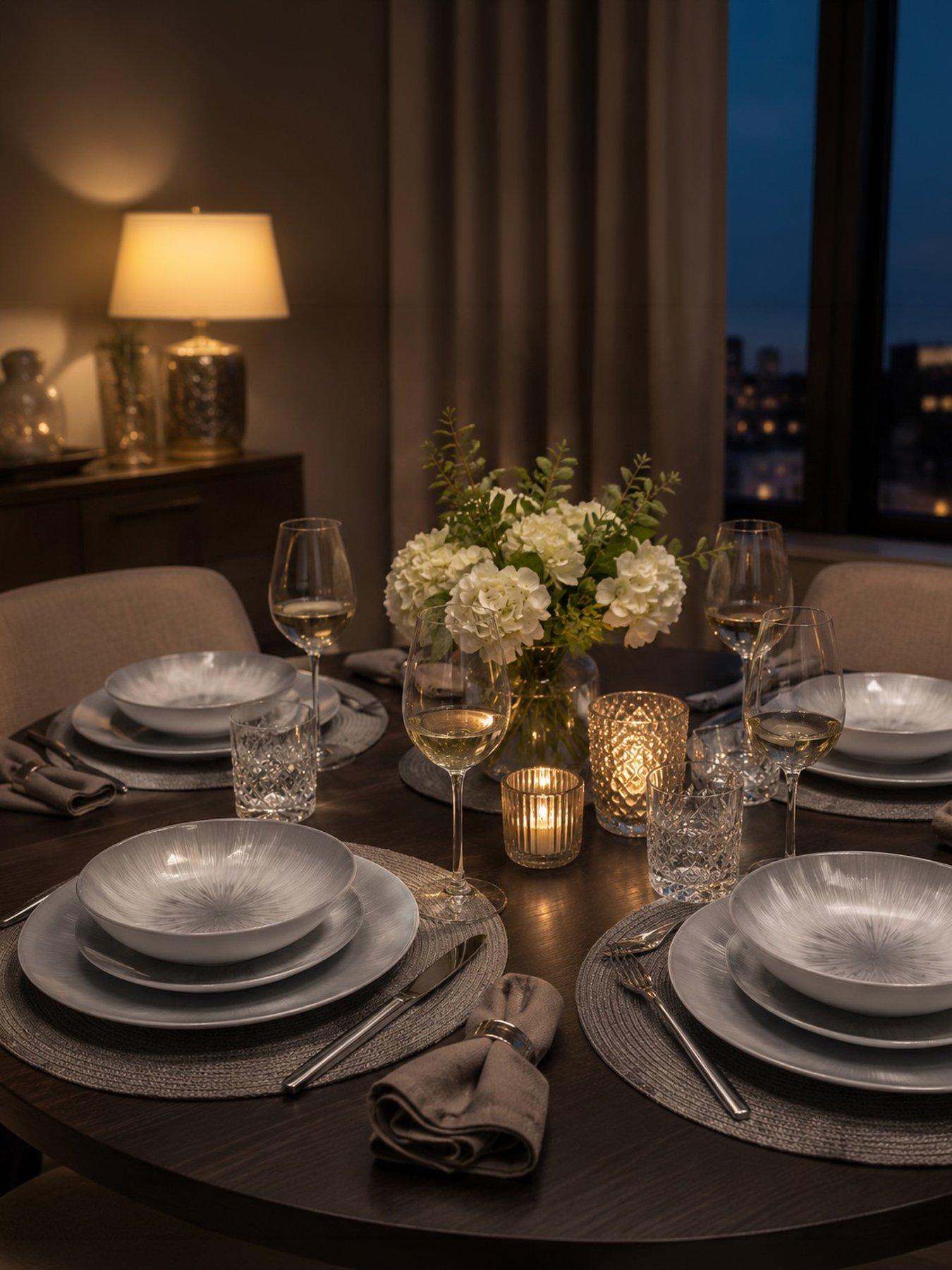 WATERSIDE 12pc Grey Star Two Tone Dinner Set