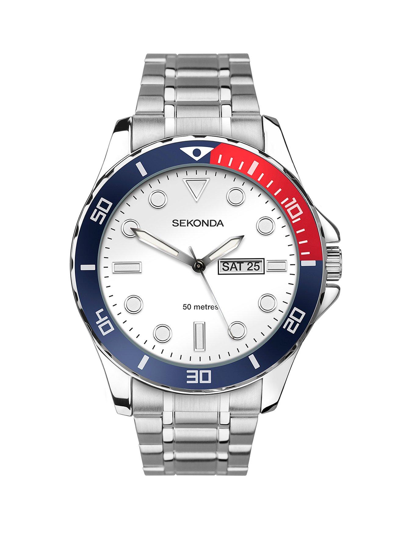 Sekonda Sekonda Mens Balearic Stainless Steel Strap with White Dial Analogue Watch