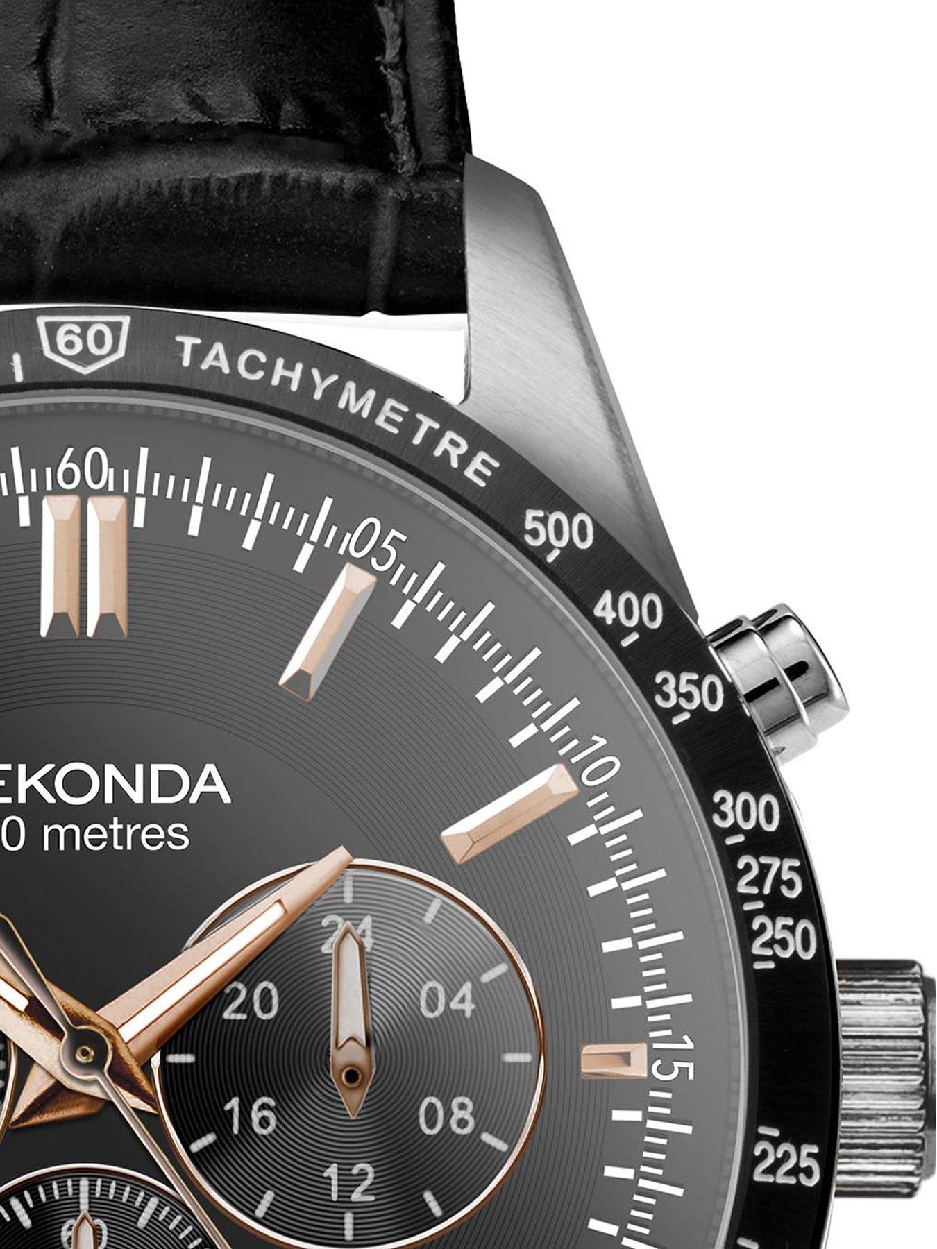 Image 3 of 5 of Sekonda Men's Velocity Black Leather Strap Chronograph