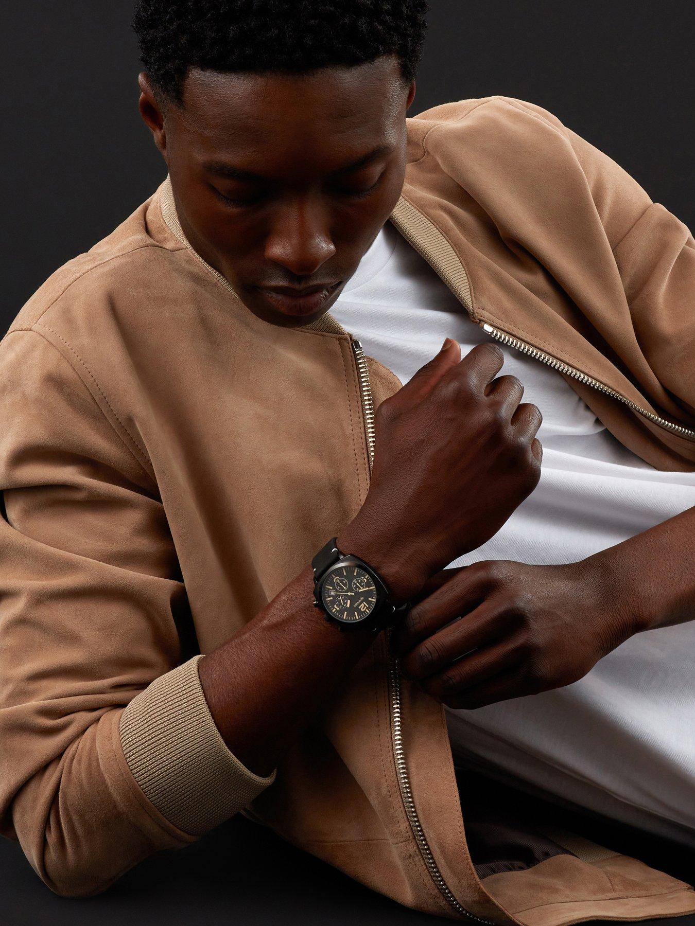 Image 2 of 5 of Sekonda Men's Airborne Black Leather Strap Chronograph Watch