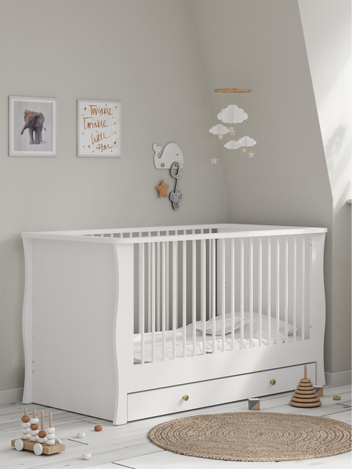 Little Acorns Celeste Under Bed Draw - White inc. brushed gold knobs