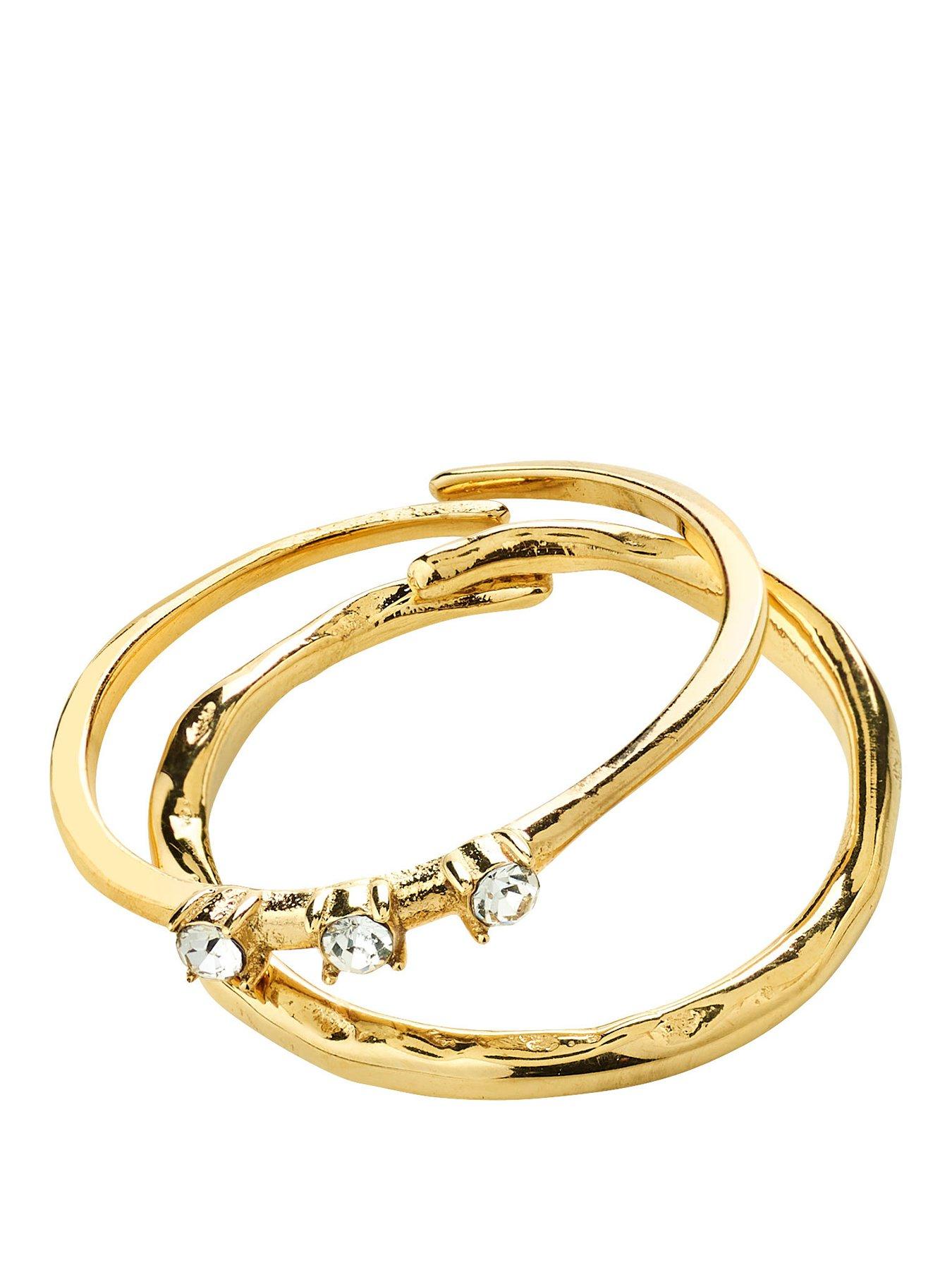 Pilgrim IVARIN rings, 2-in-1 set, gold-plated
