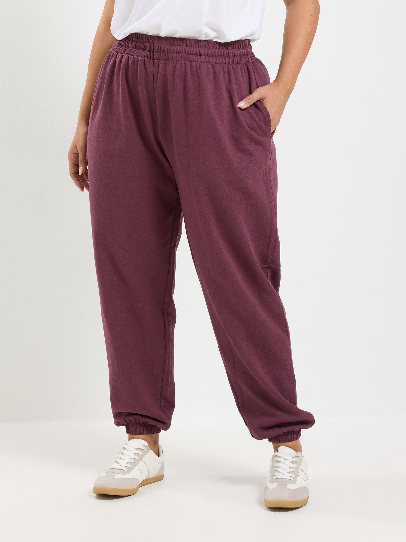 Yours Curve Cuffed Jogger - Burgundy