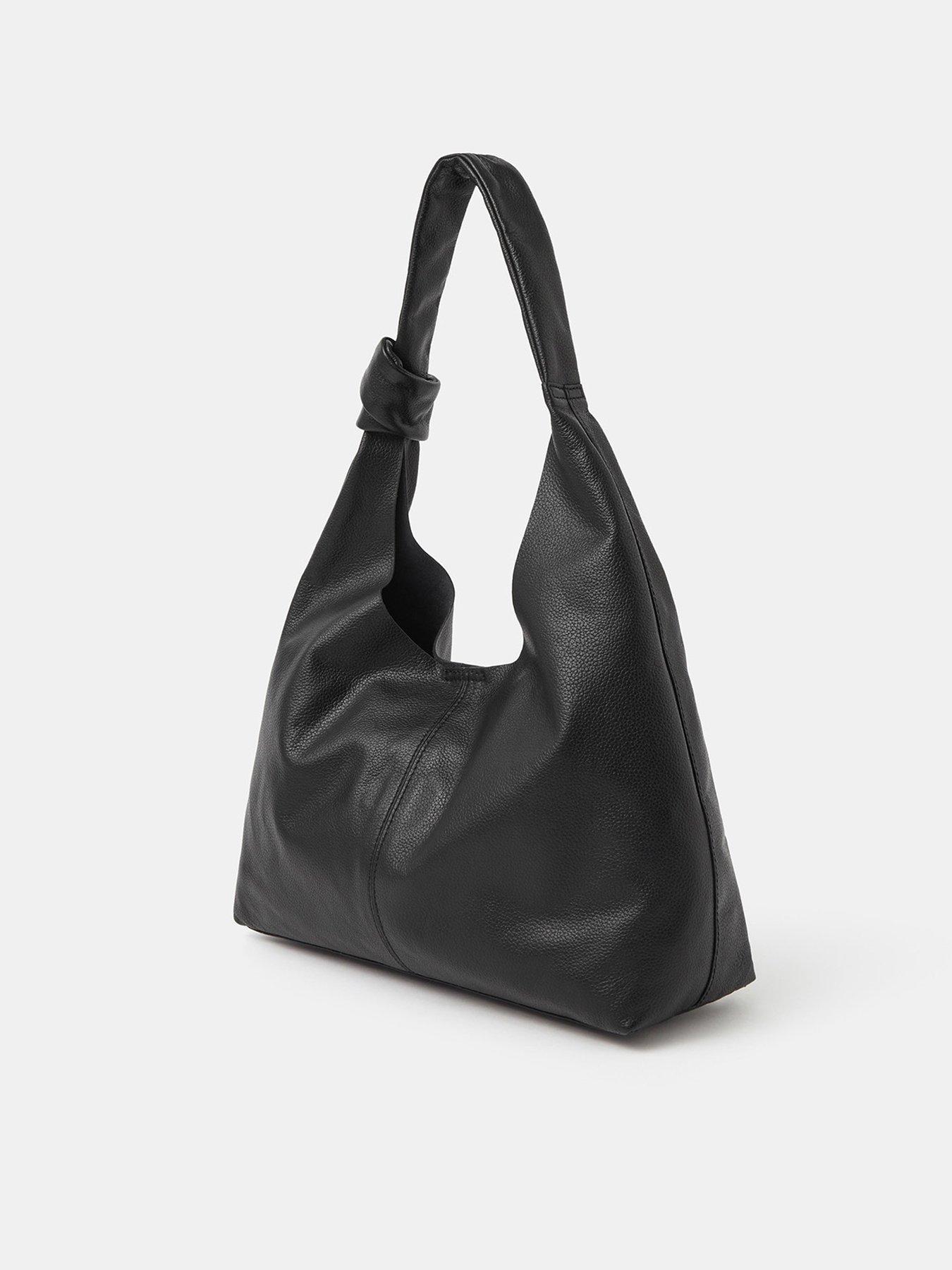 Image 2 of 4 of Accessorize Womens Slouchy Knot Leather Shoulder Bag - Black