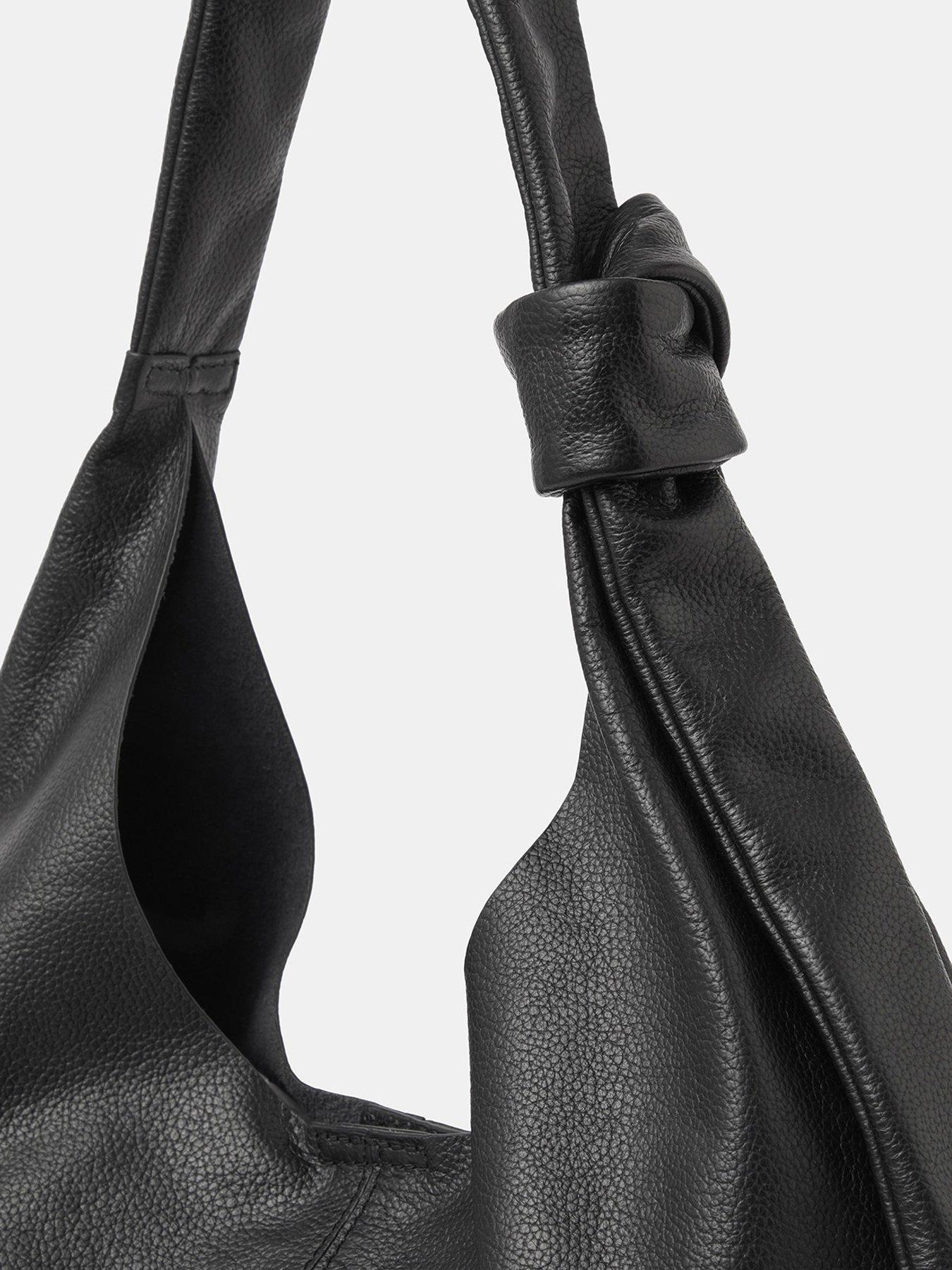 Image 3 of 4 of Accessorize Womens Slouchy Knot Leather Shoulder Bag - Black