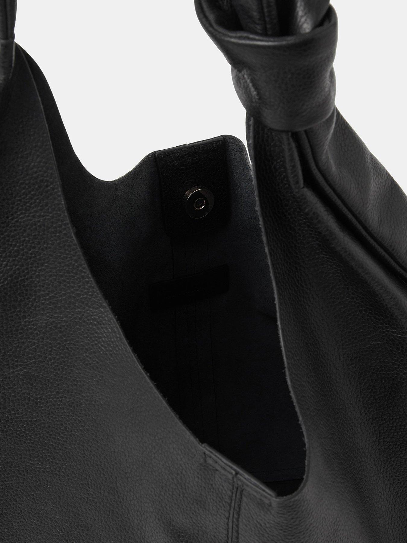 Image 4 of 4 of Accessorize Womens Slouchy Knot Leather Shoulder Bag - Black