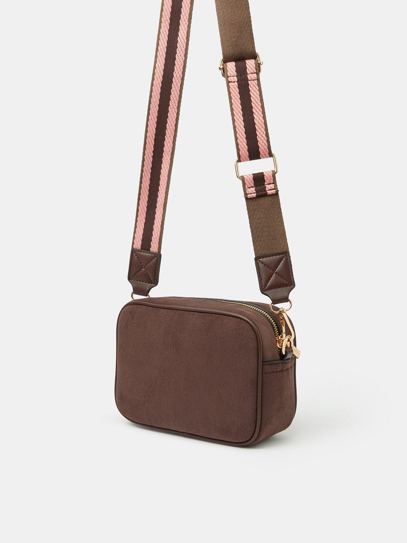 Image 3 of 5 of Accessorize Double Zip Crossbody Bag - Brown