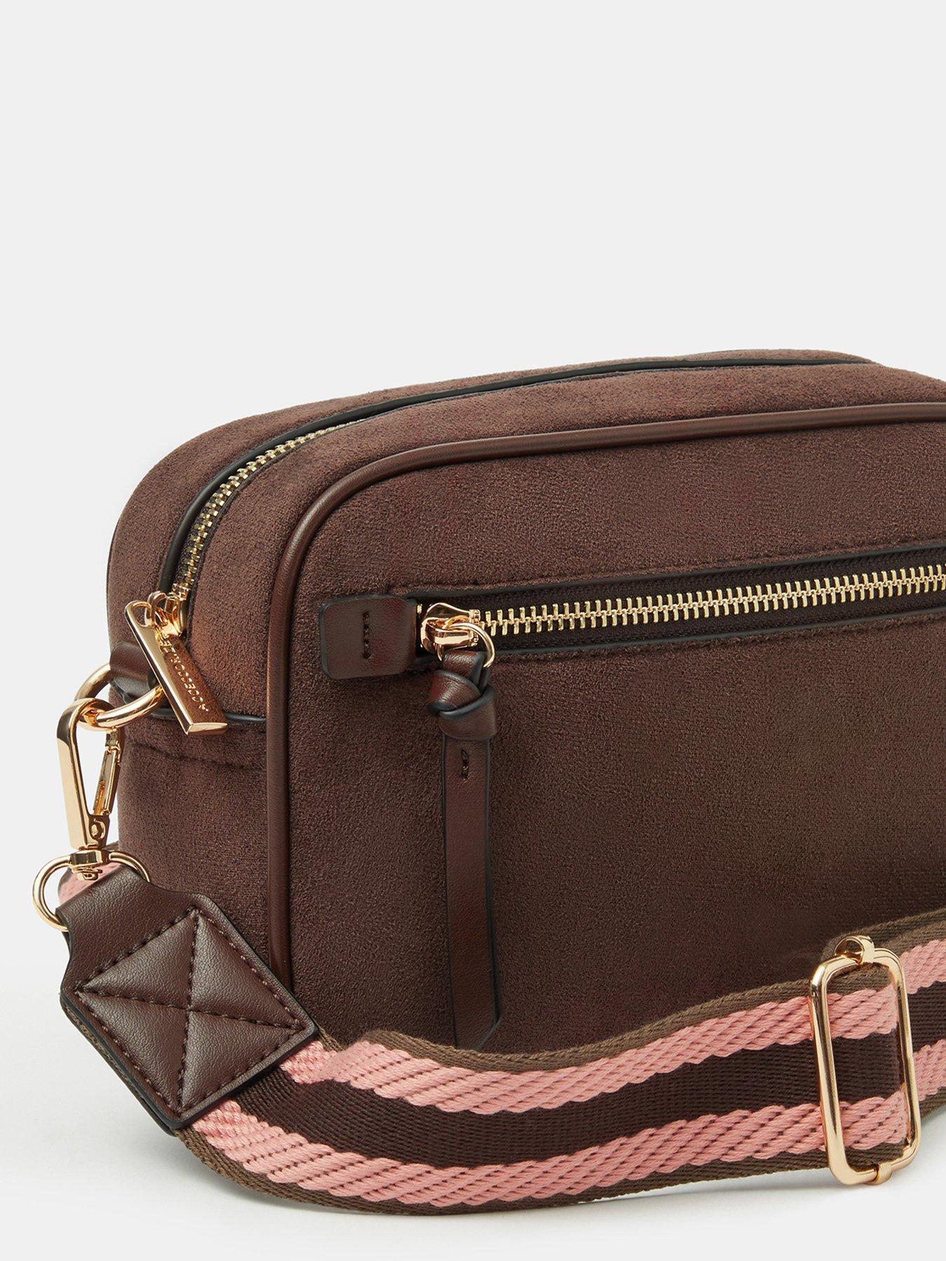 Image 4 of 5 of Accessorize Double Zip Crossbody Bag - Brown