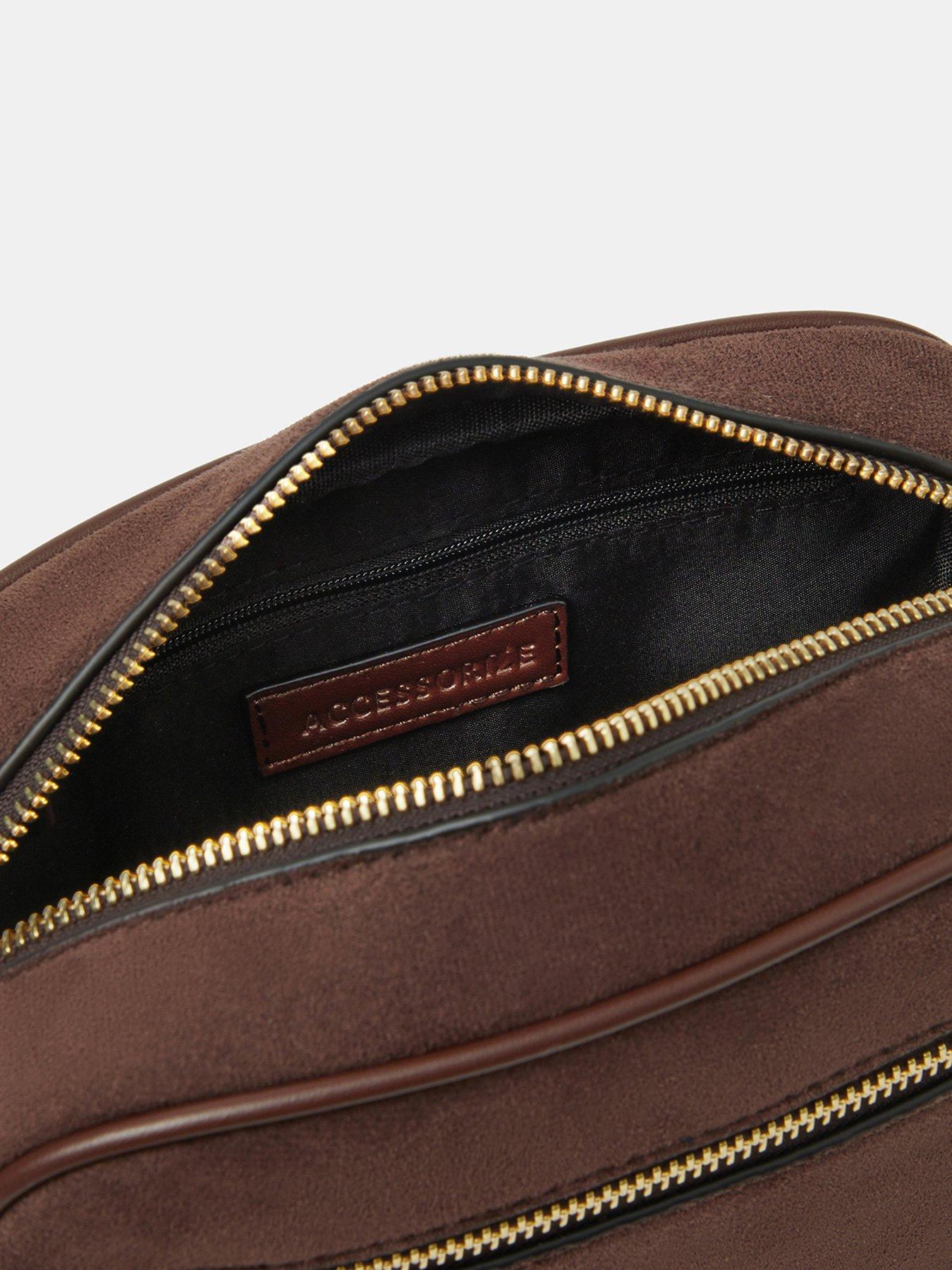 Image 5 of 5 of Accessorize Double Zip Crossbody Bag - Brown