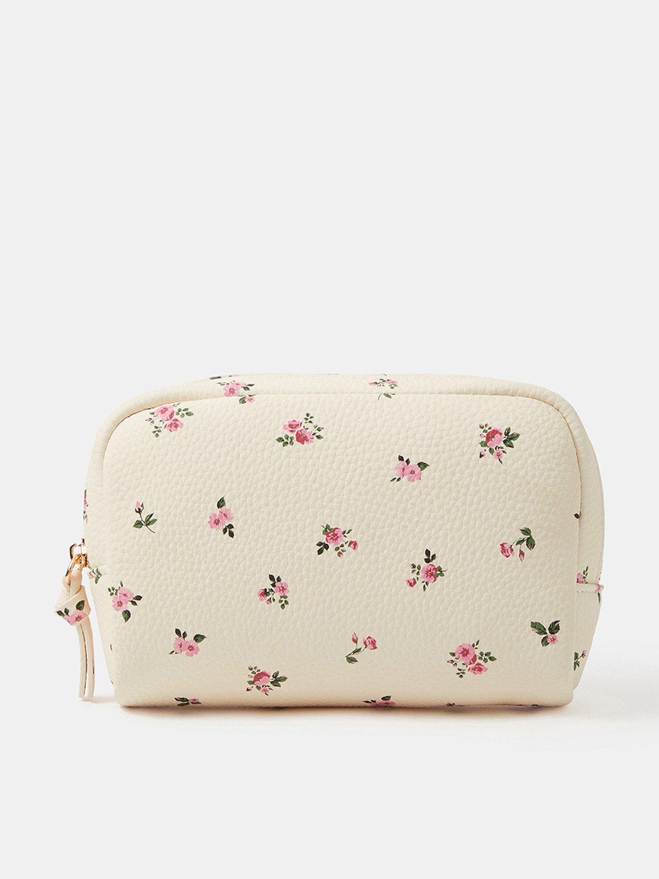 Accessorize Floral Print Make Up Bag - Cream