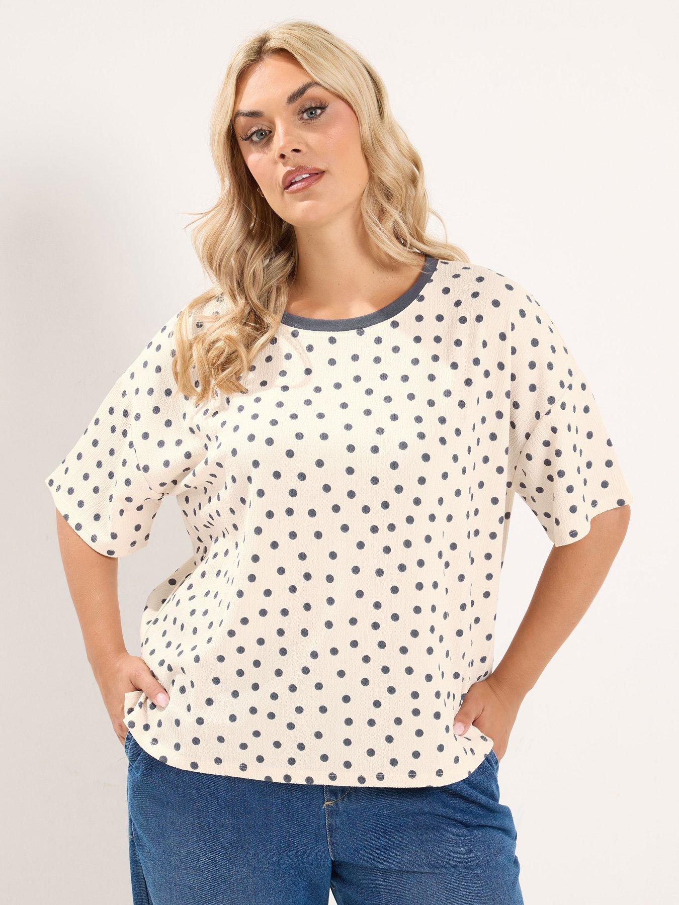 Yours Curve Textured Polka Dot T-shirt