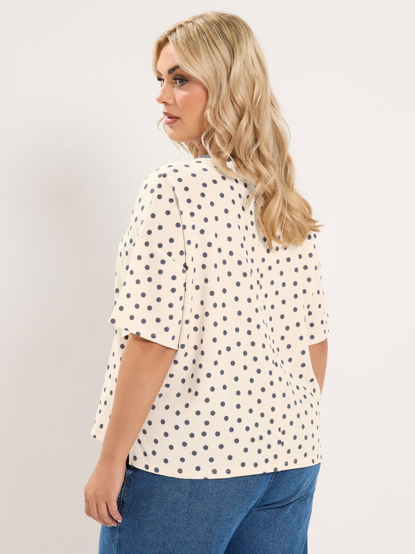 Image 2 of 4 of Yours Curve Textured Polka Dot Top - Ivory
