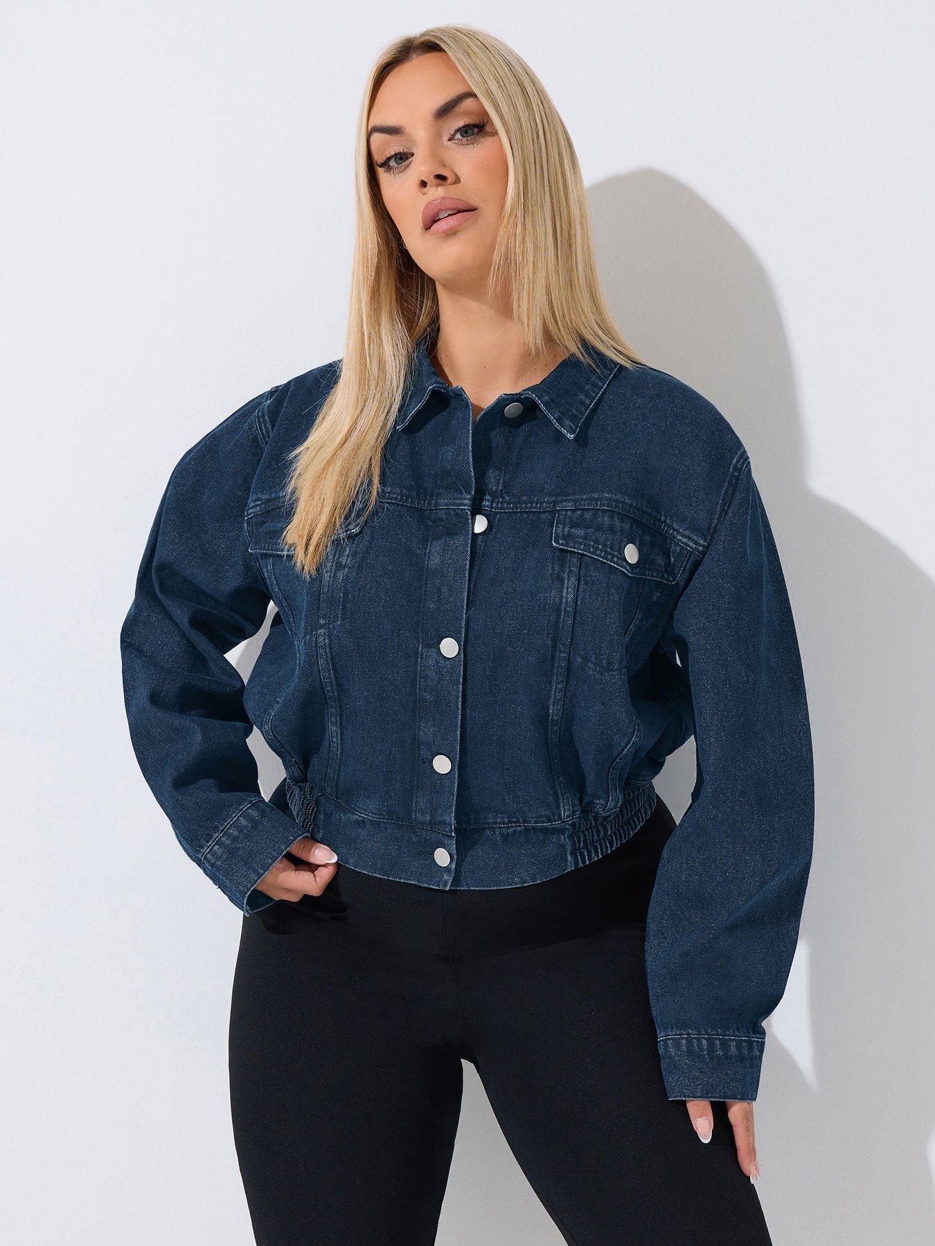 Yours Curve Elasticated Hem Jacket - Blue