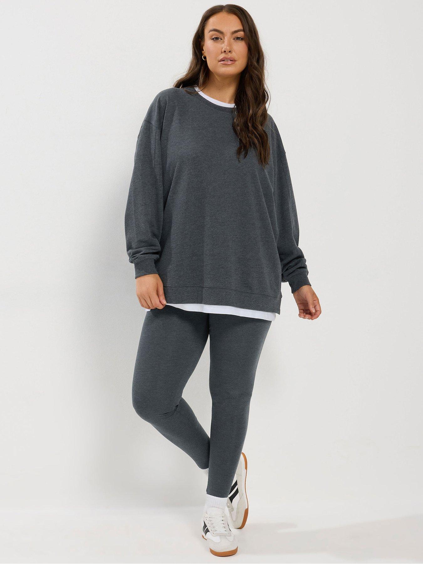 Image 1 of 4 of Yours Womens Curve Long Sleeve Blouse Legging Set - Grey