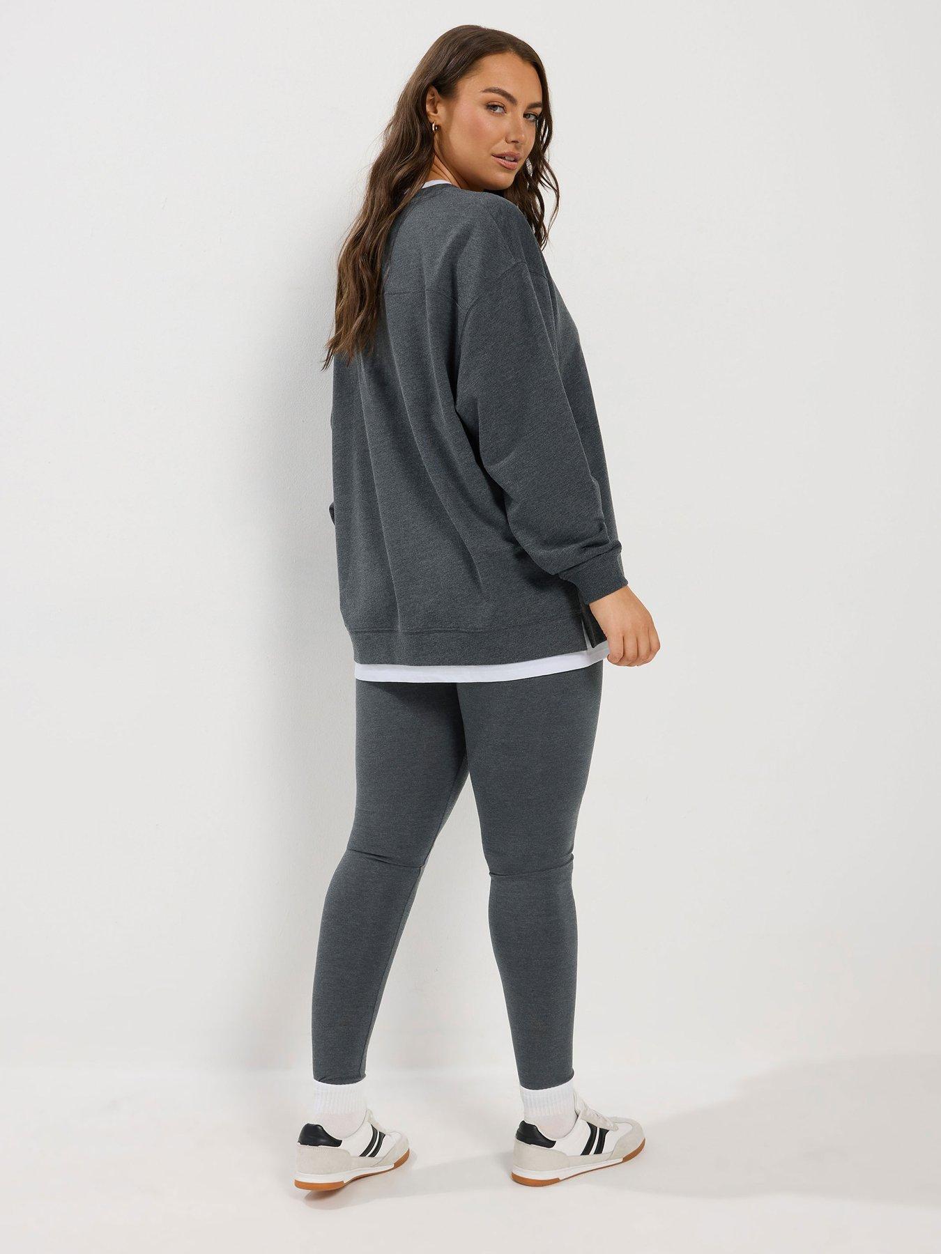 Image 2 of 4 of Yours Womens Curve Long Sleeve Blouse Legging Set - Grey