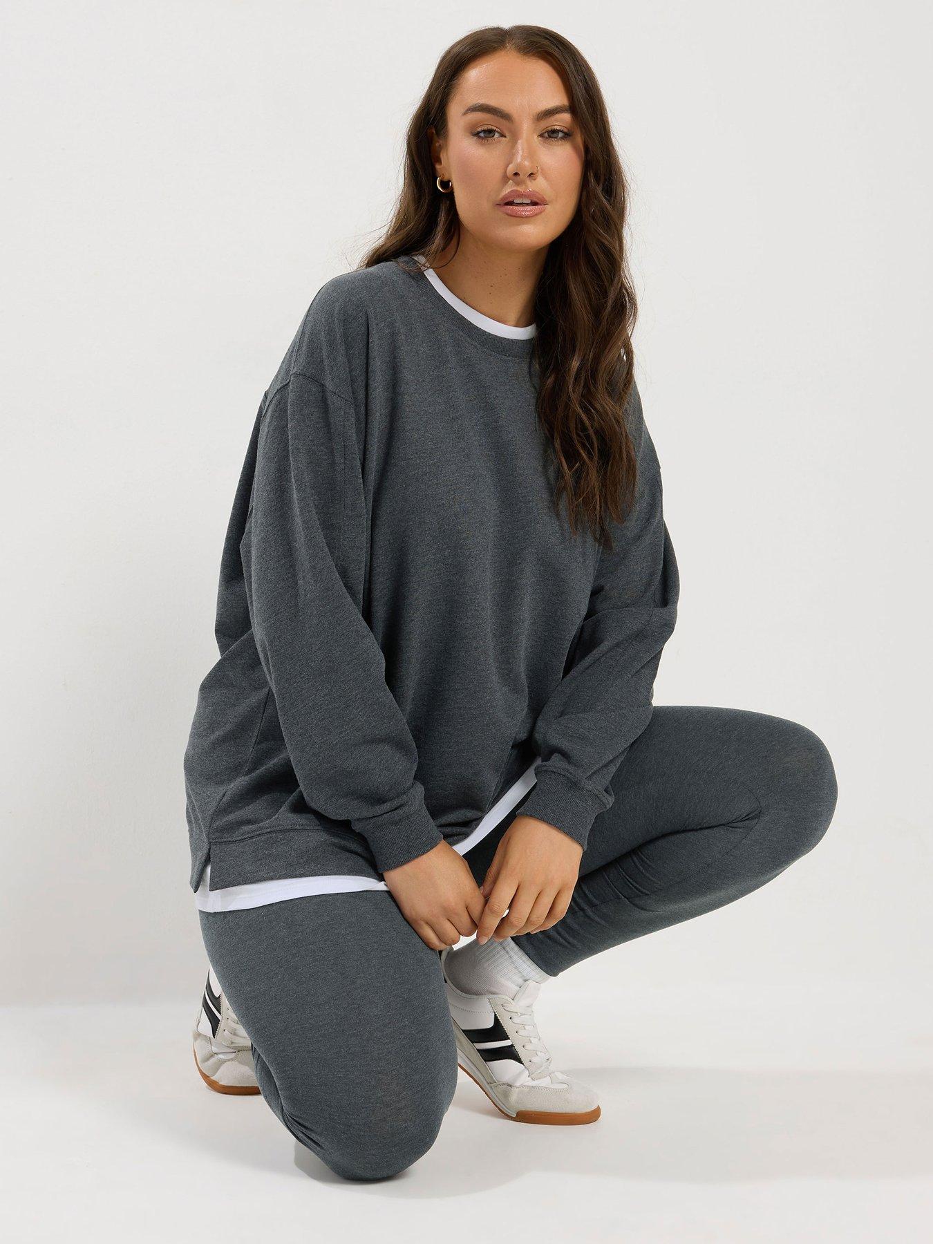 Image 3 of 4 of Yours Womens Curve Long Sleeve Blouse Legging Set - Grey