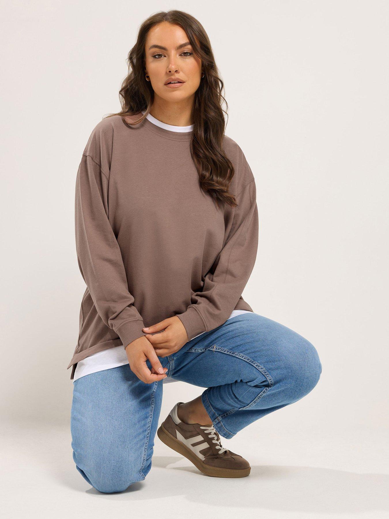 Yours Curve 2 In 1 Sweatshirt - Brown
