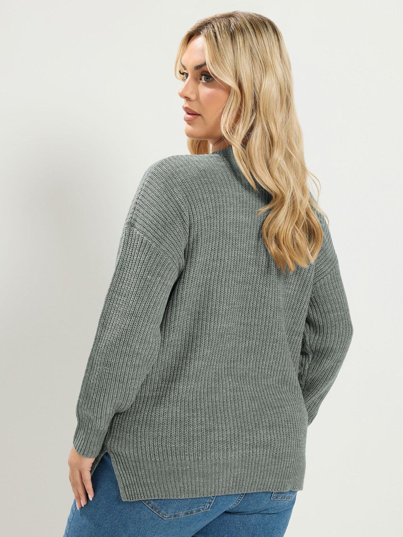 Image 2 of 4 of Yours Curve Essential V-Neck Jumper - Grey