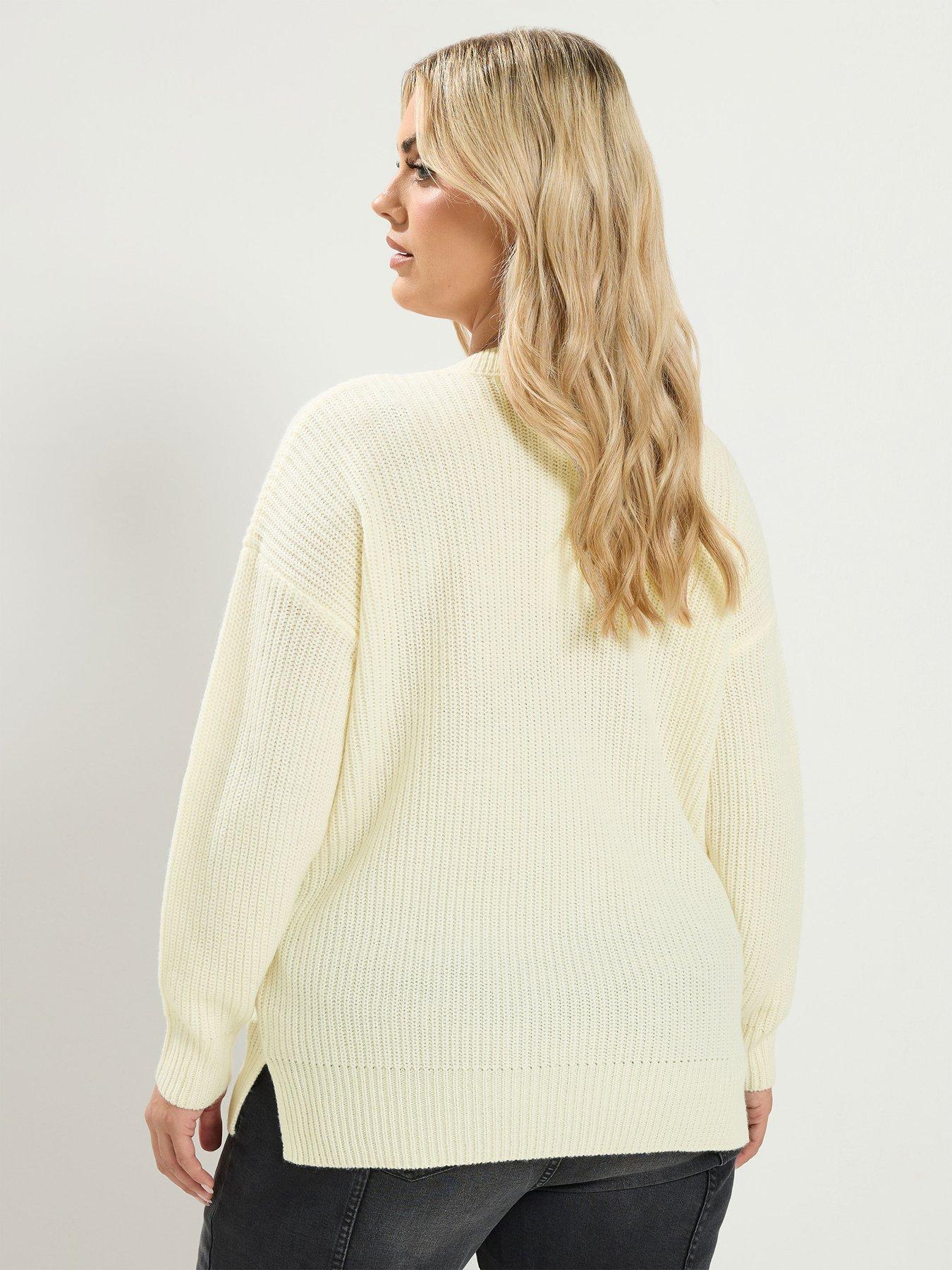 Image 2 of 4 of Yours Curve Essential V-Neck Jumper - Cream