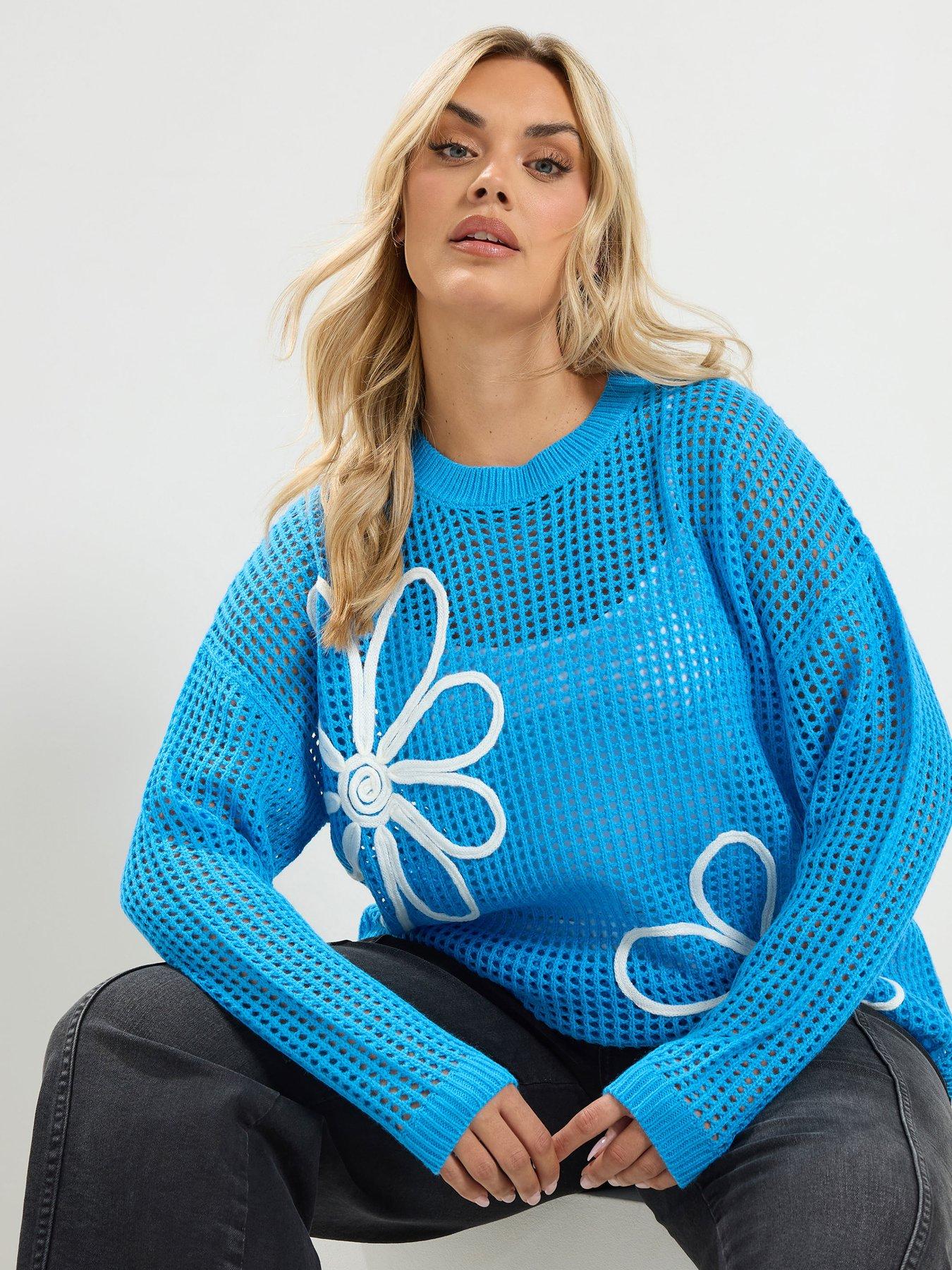 Image 1 of 4 of Yours Curve Cornelle Floral Jumper - Blue