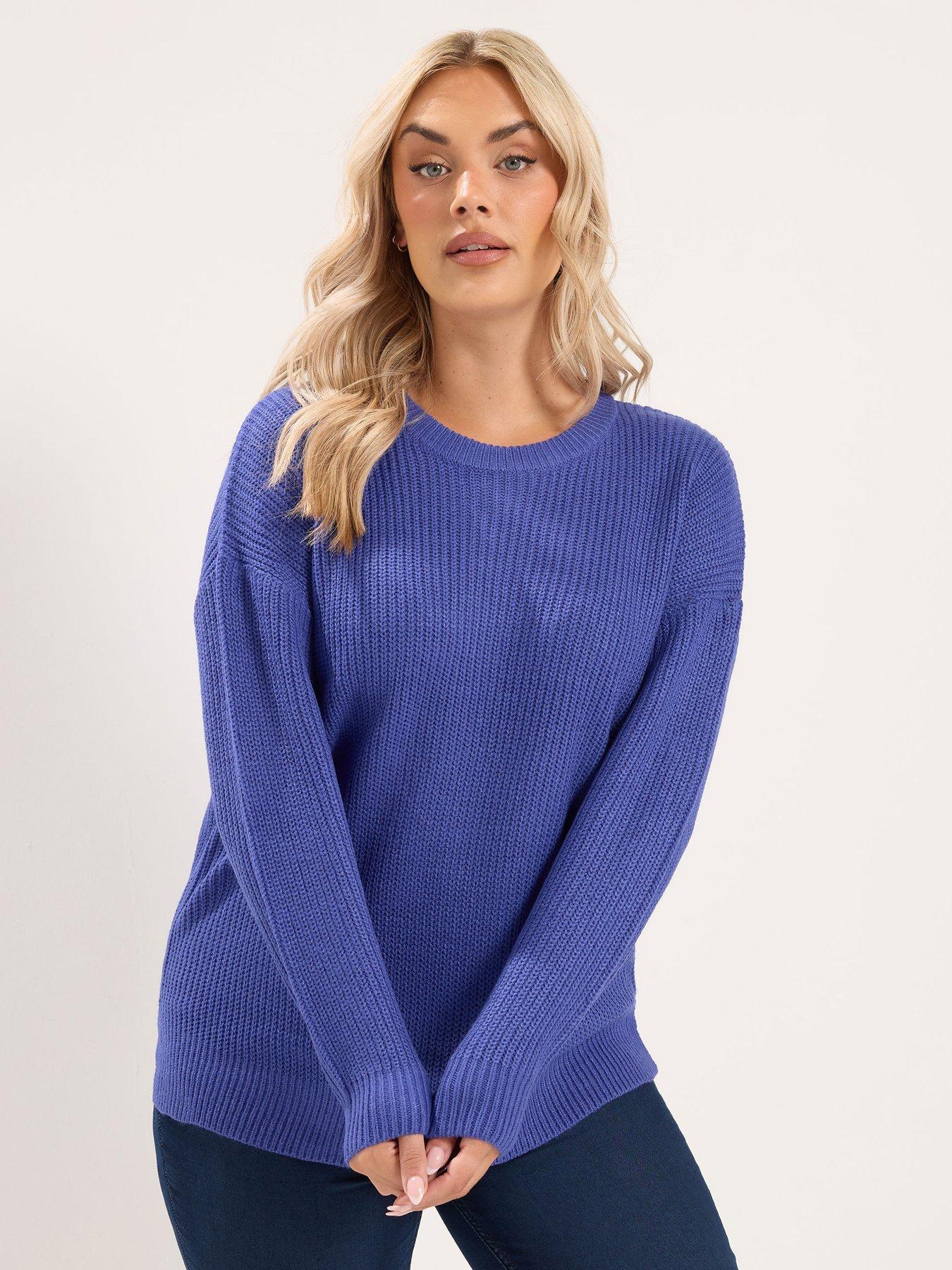 Yours Curve Essential Crew Neck Jumper - Blue