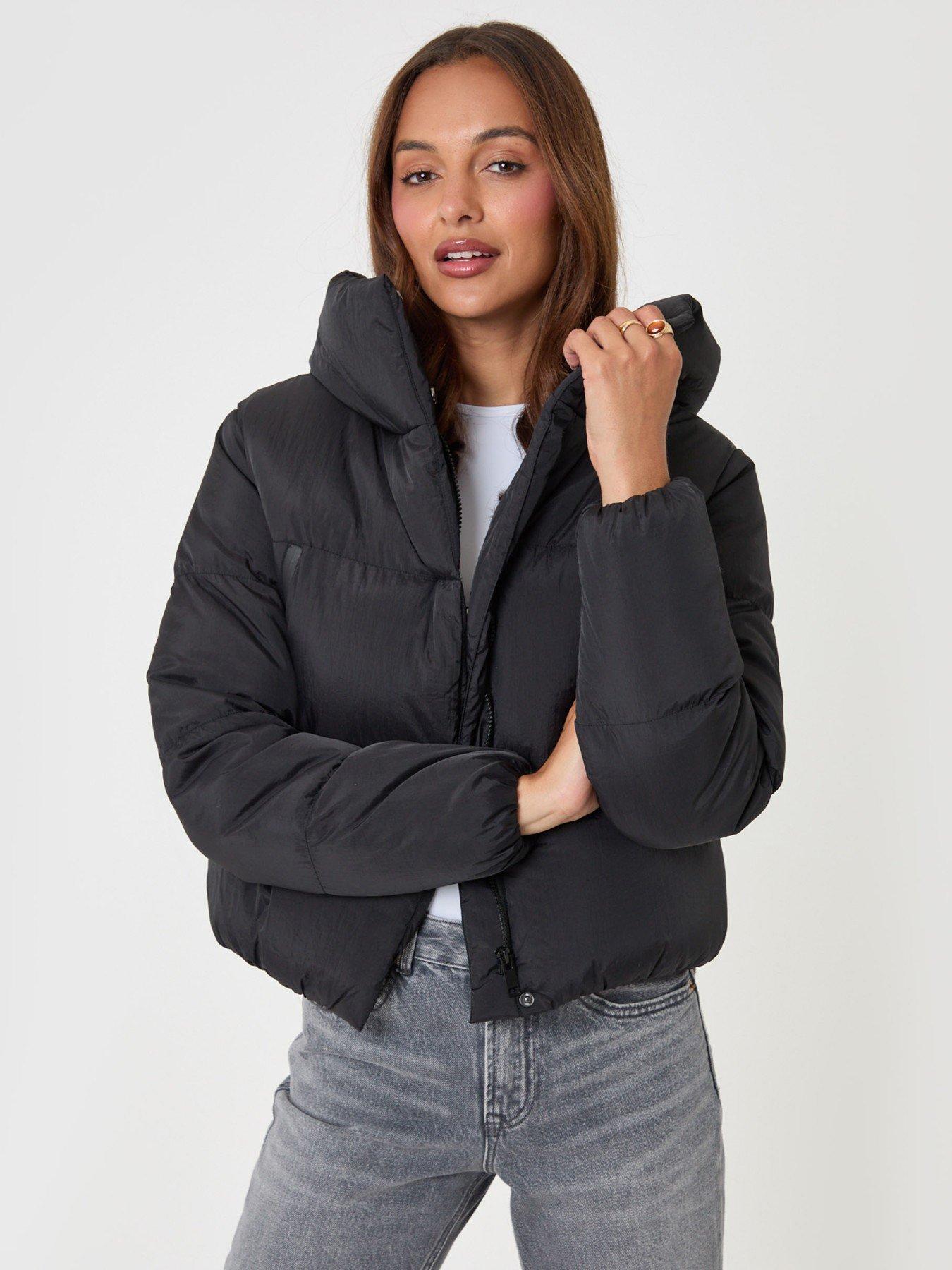 Image 1 of 6 of Threadbare Showerproof Cropped Puffer Coat In Black
