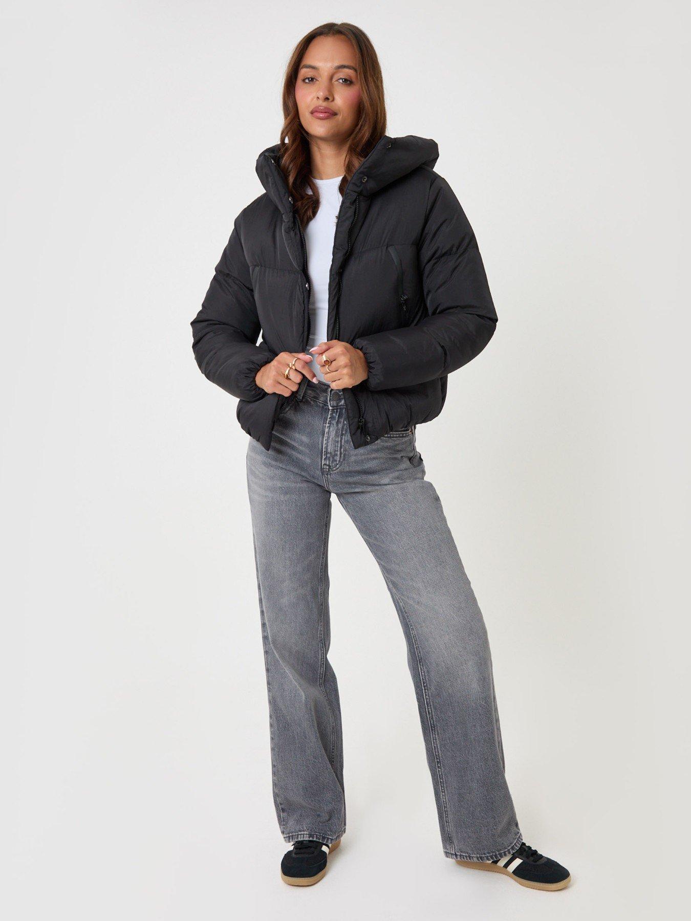 Image 3 of 6 of Threadbare Showerproof Cropped Puffer Coat In Black