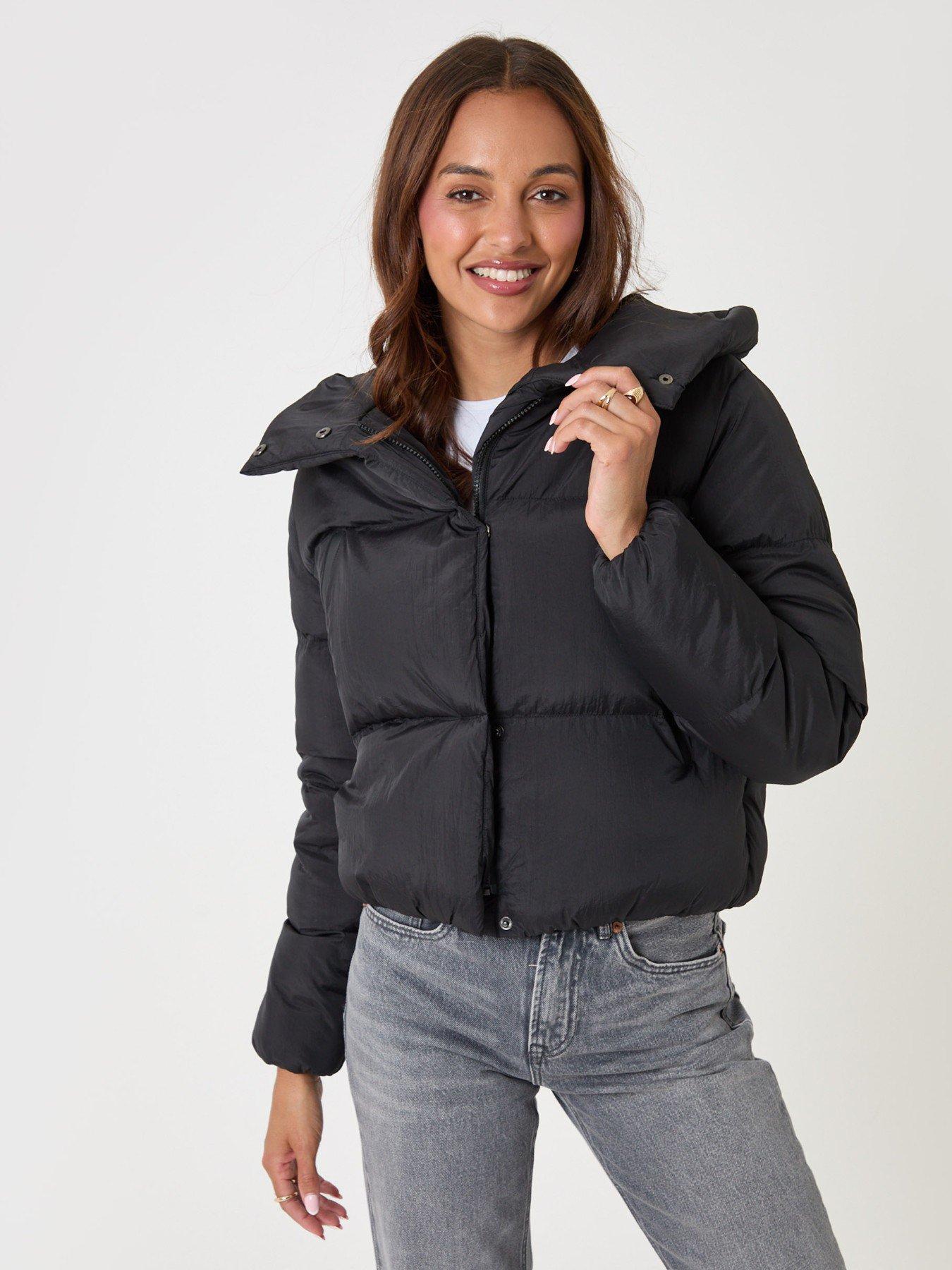 Image 5 of 6 of Threadbare Showerproof Cropped Puffer Coat In Black